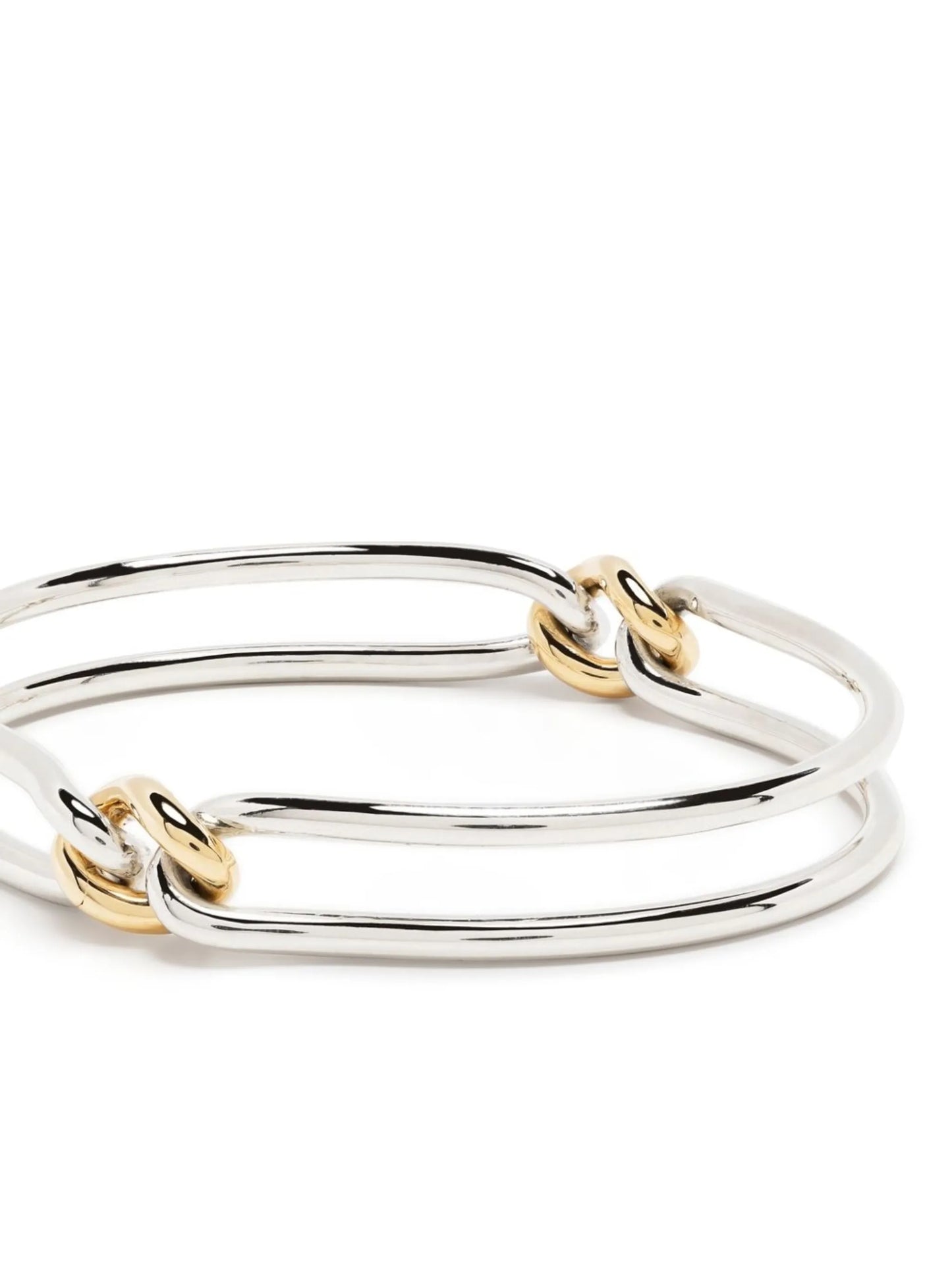 18kt yellow gold and silver Unity Curb 3mm bangle bracelet