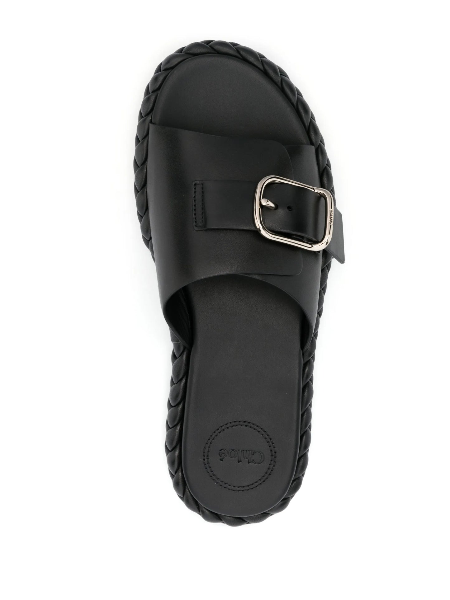 braided-sole leather slides