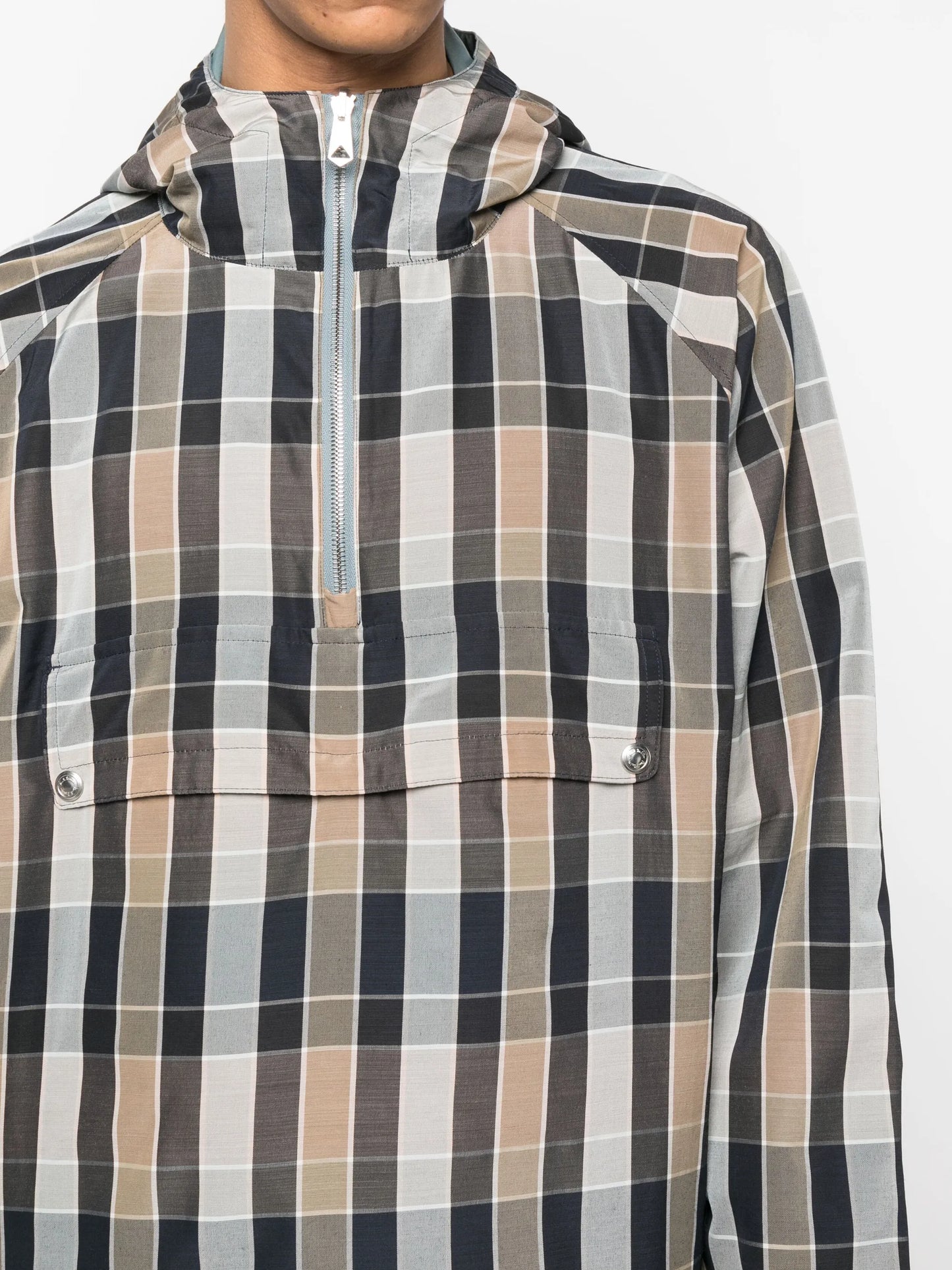 checked hooded jacket