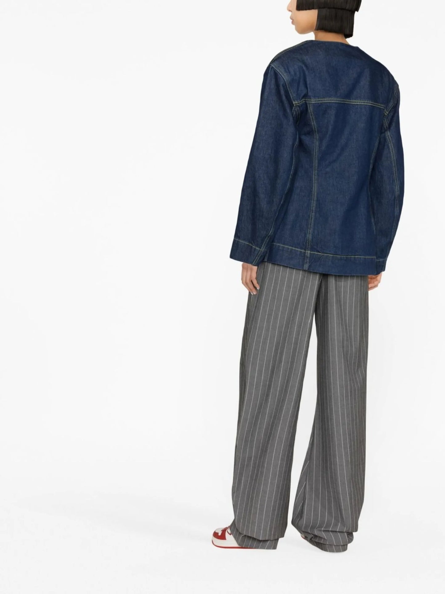 spread-collar denim jacket