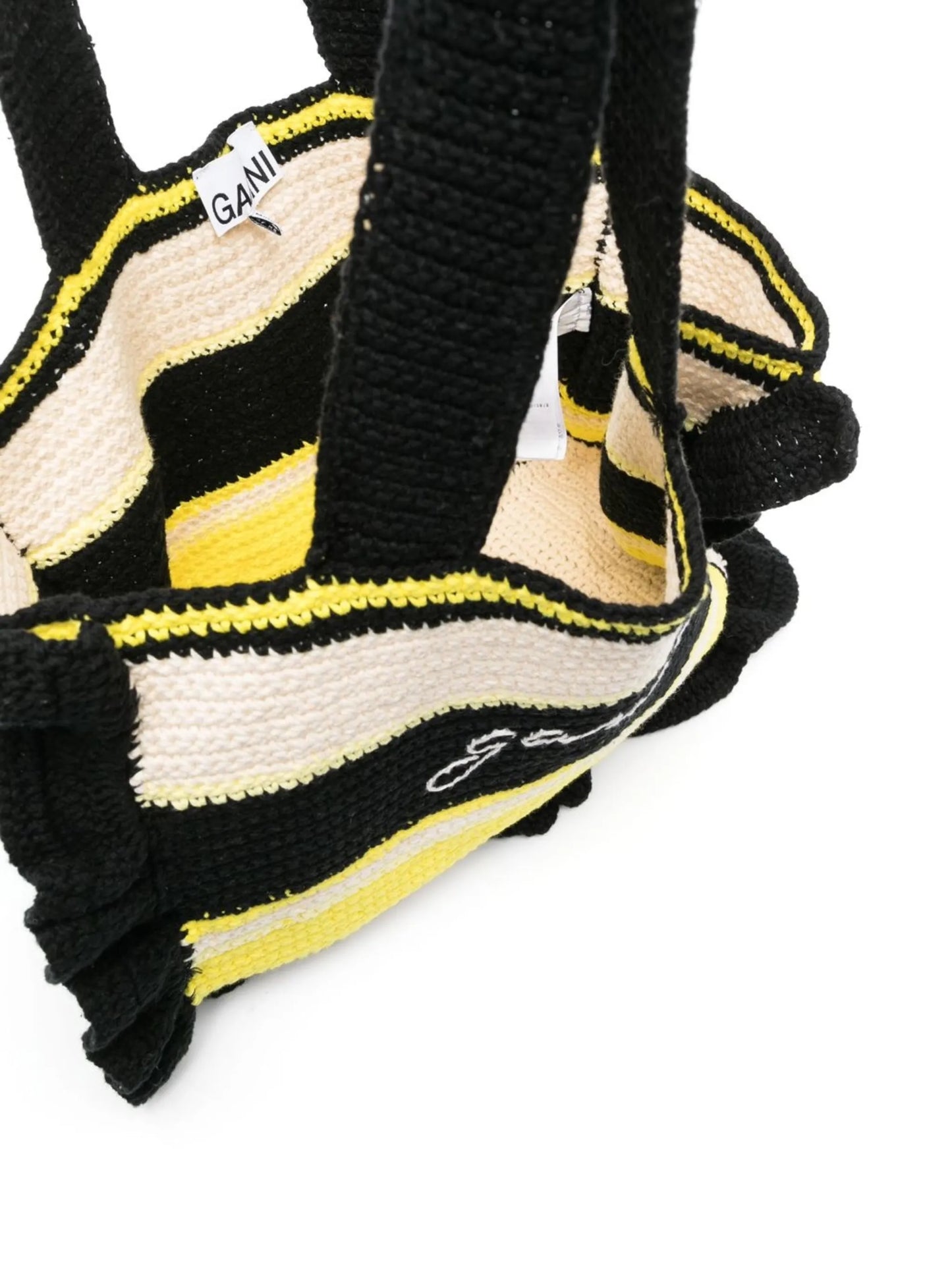 Crochet Frill striped tote bag