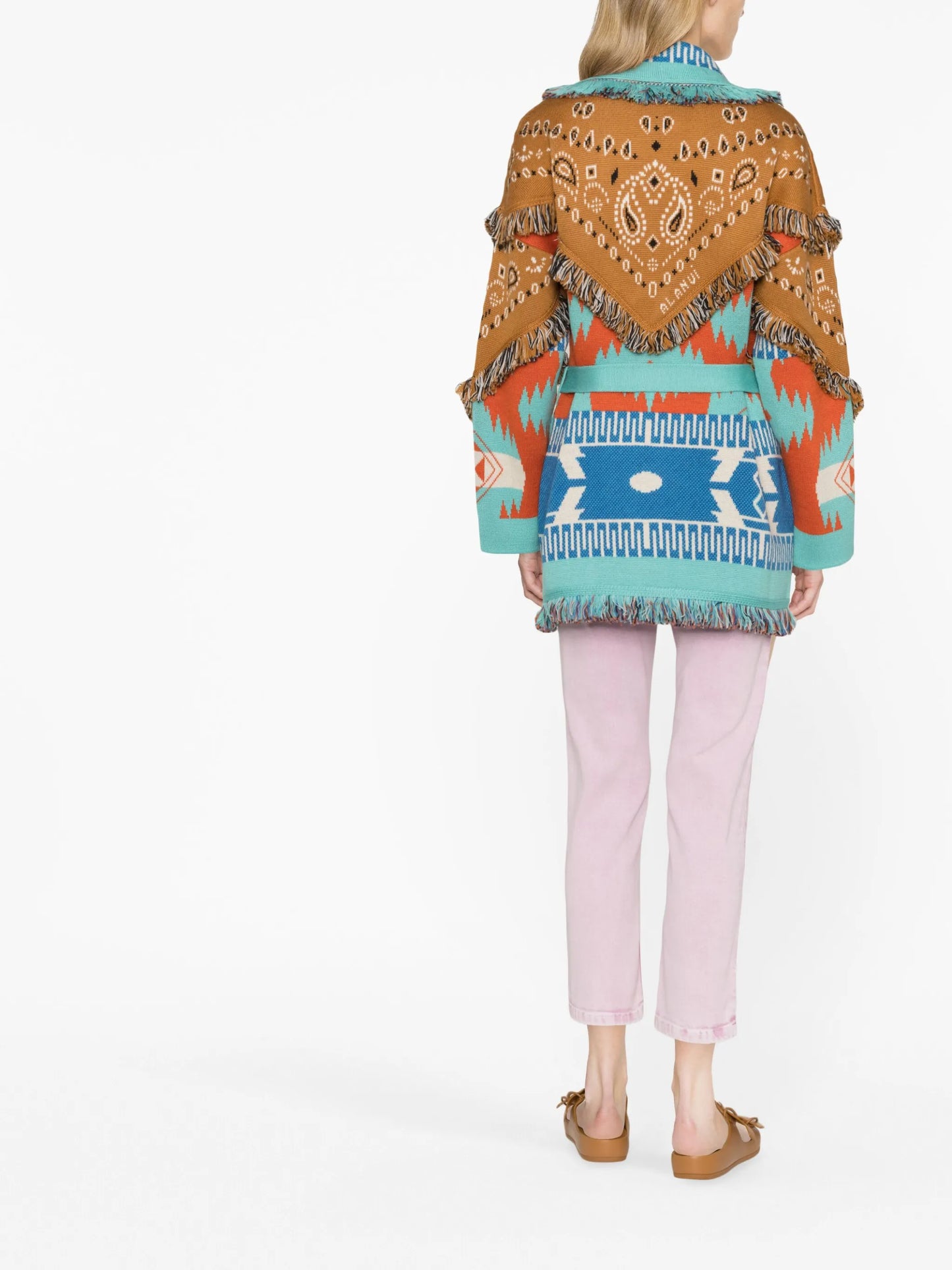 bandana patch jacquard cardigan