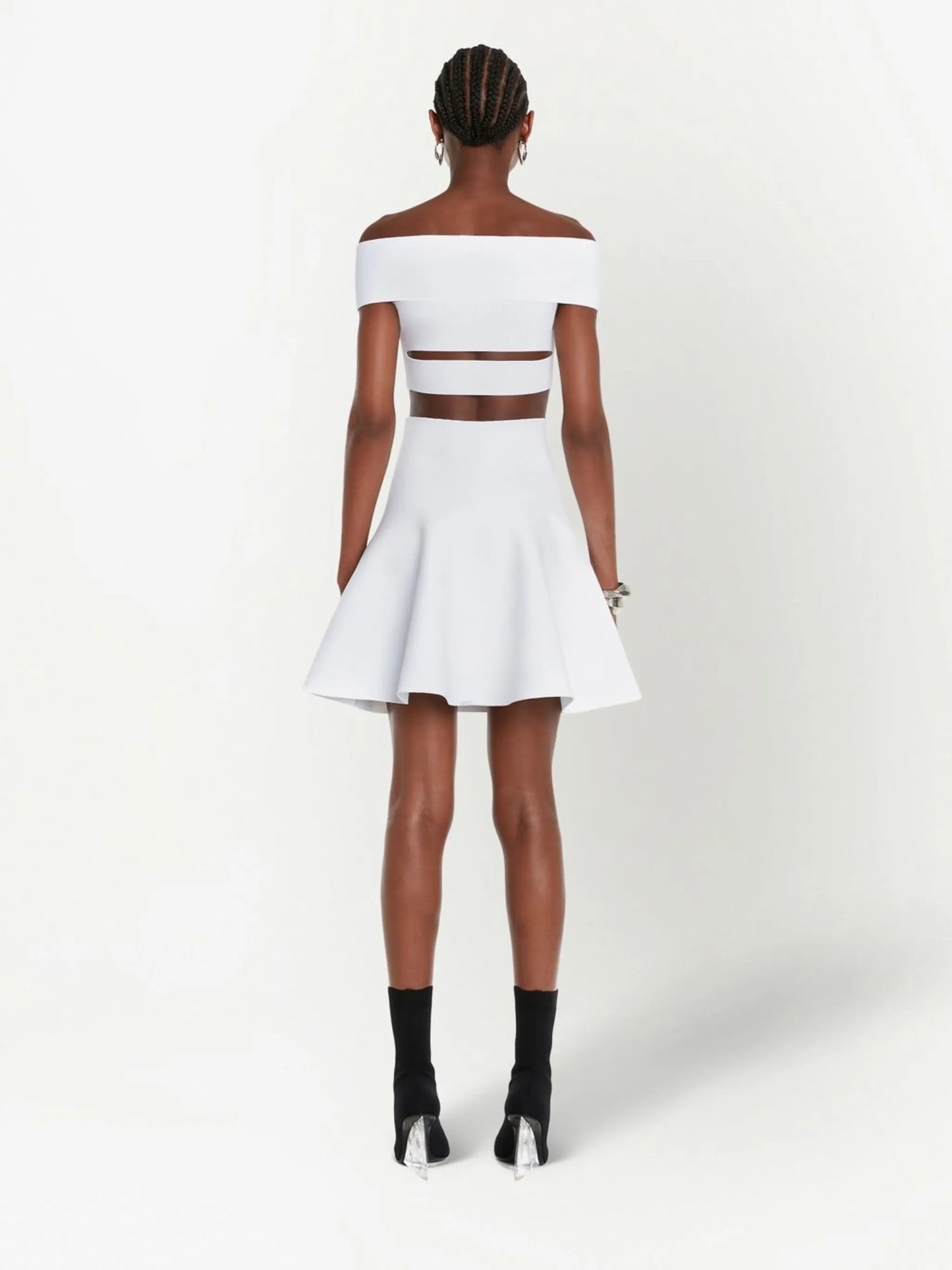 off-shoulder flared mini dress