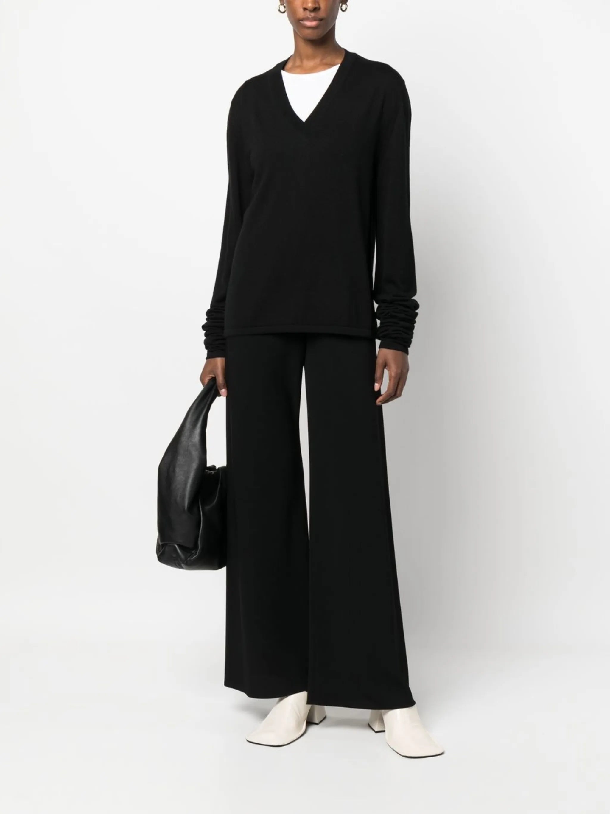 high-waisted wide-leg trousers