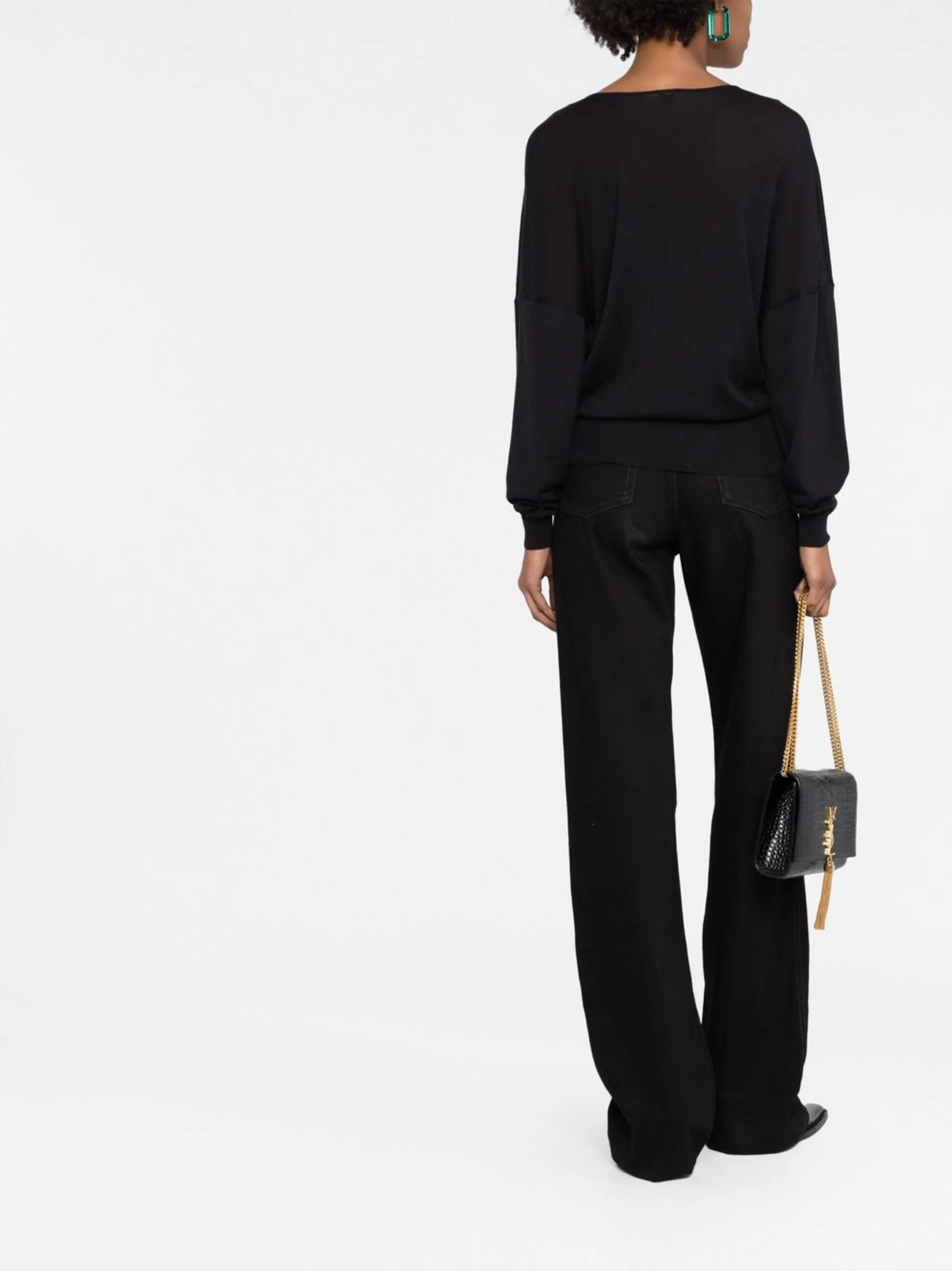 plunging V-neck knit top