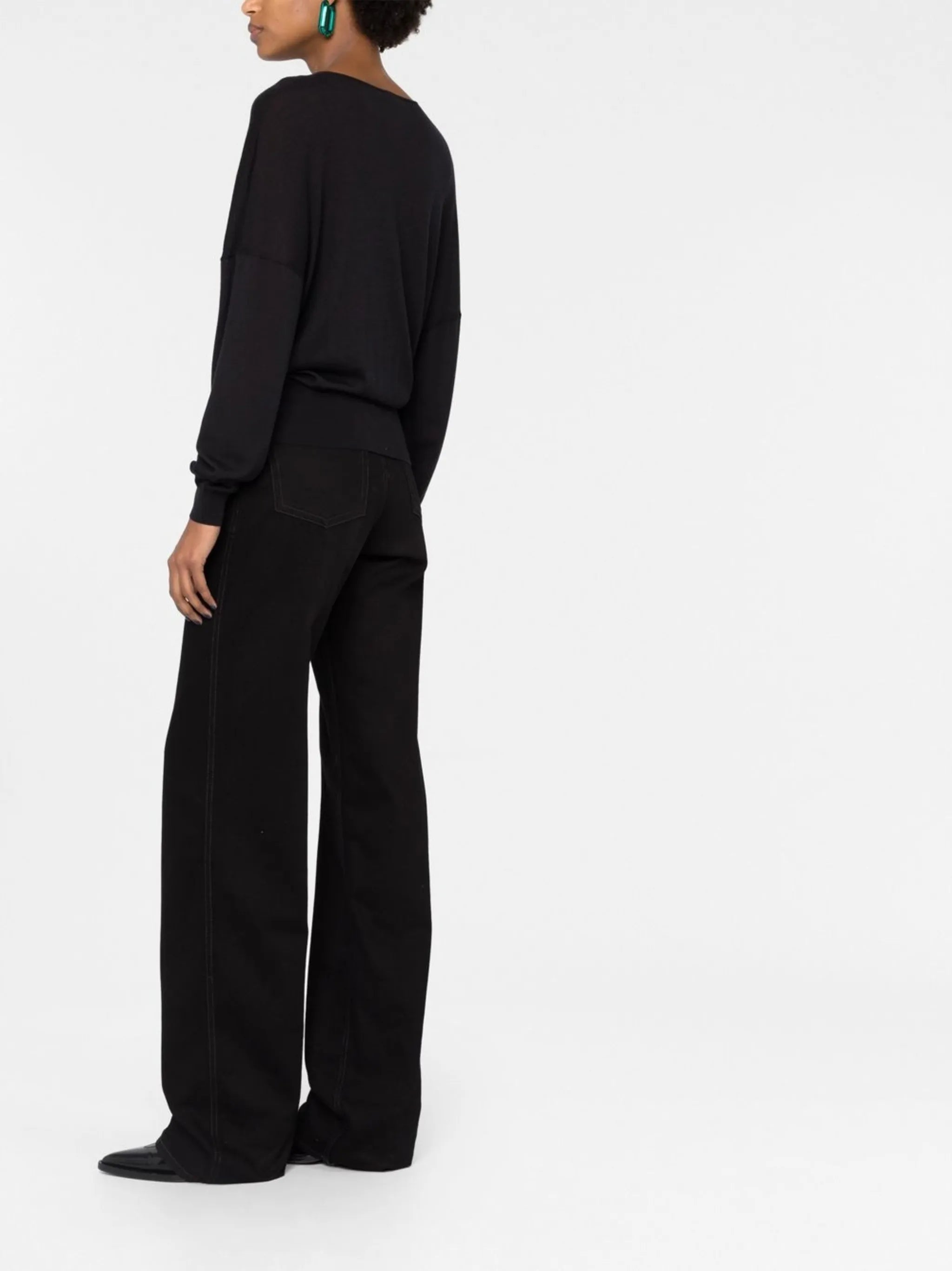 plunging V-neck knit top