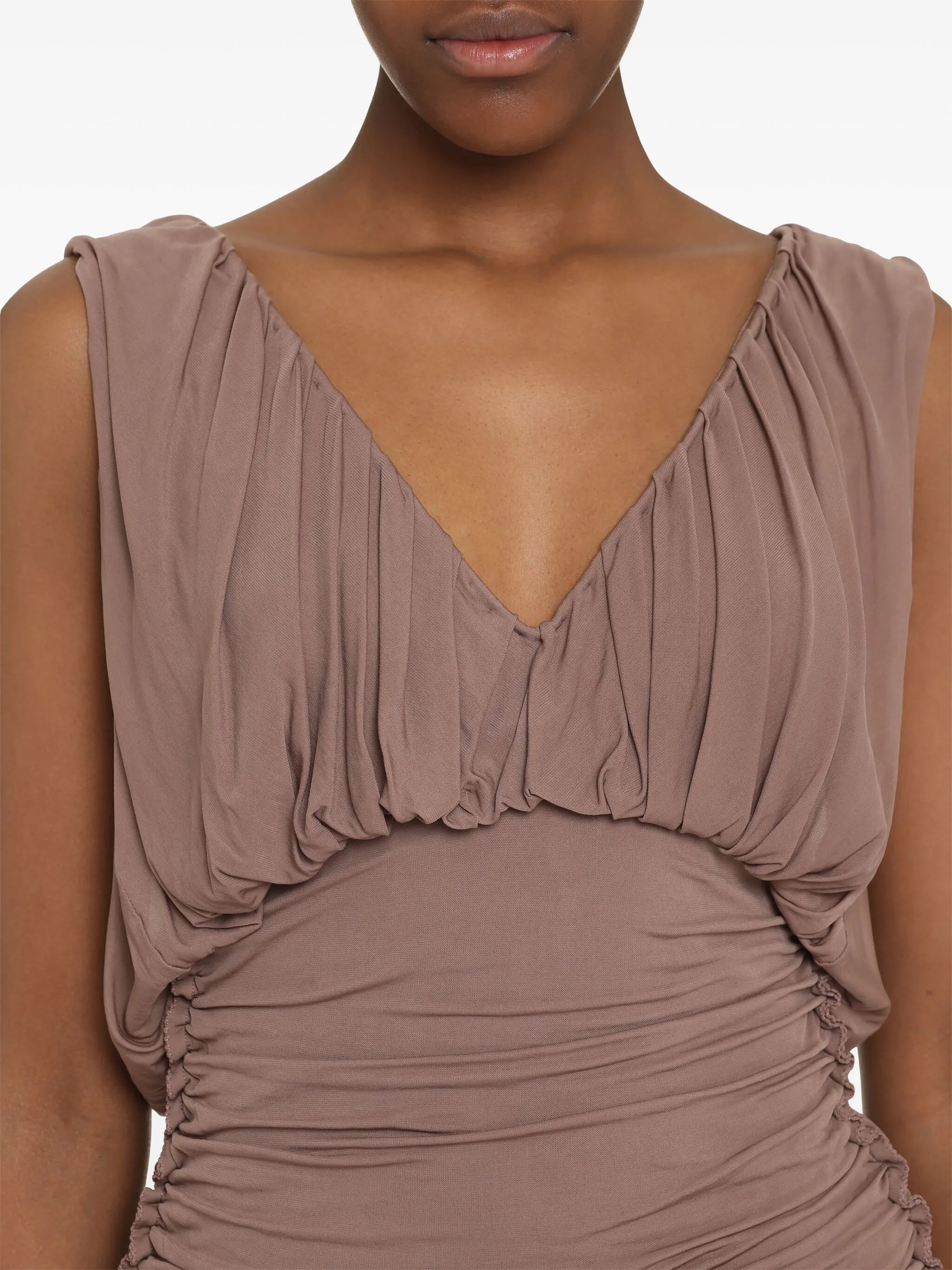 ruched V-neck minidress