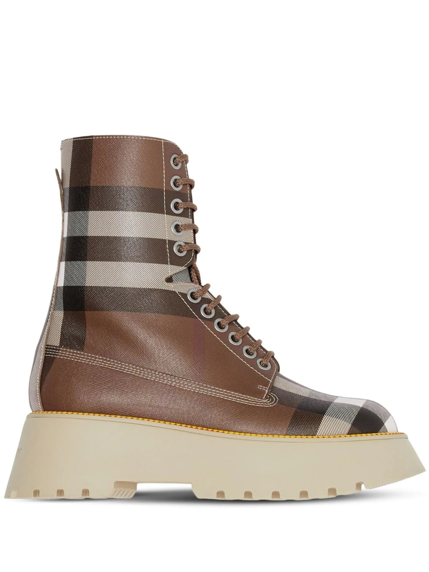 Vintage-Check leather laced boots