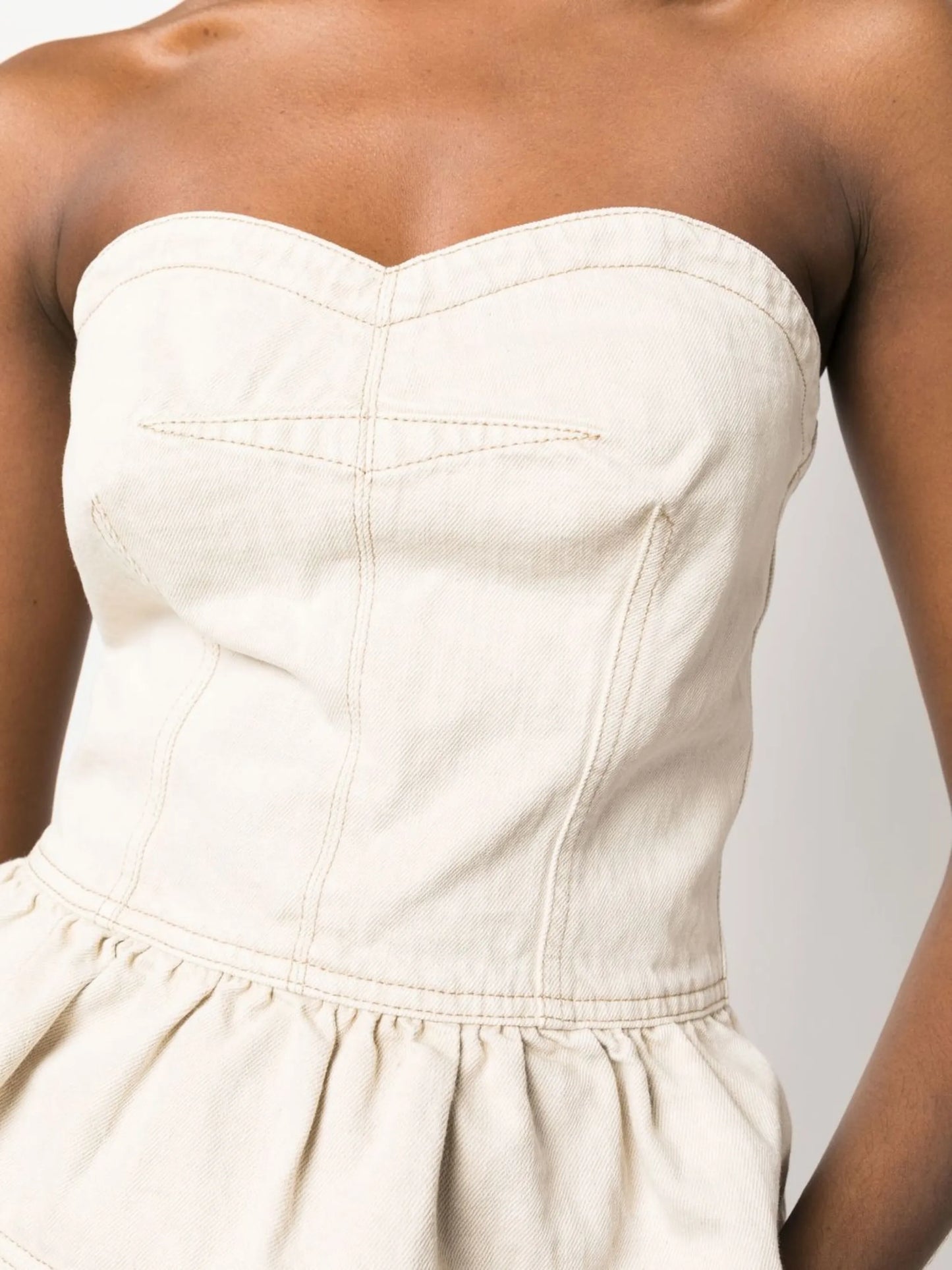 strapless denim top