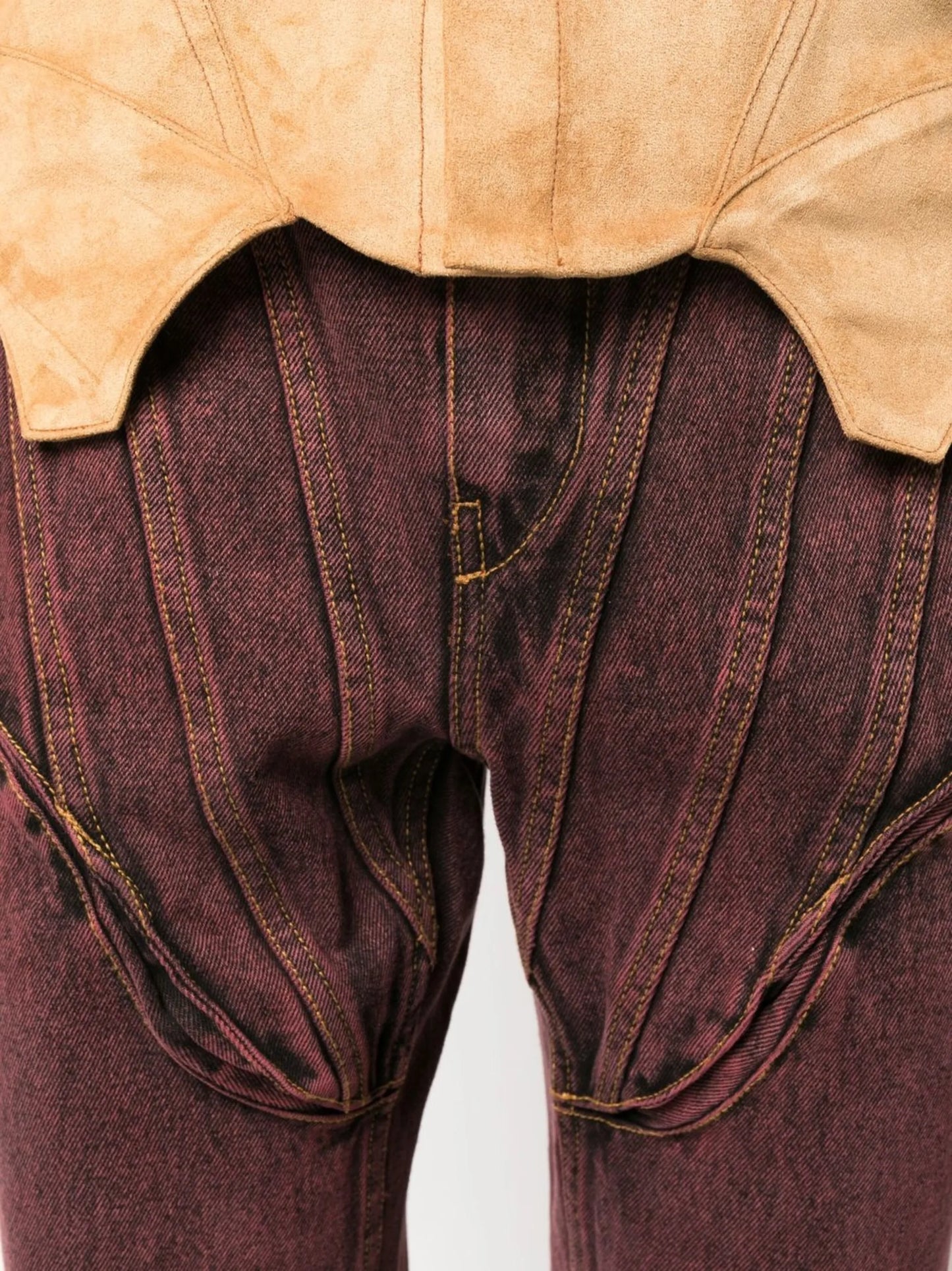 corset-style washed straight leg jeans