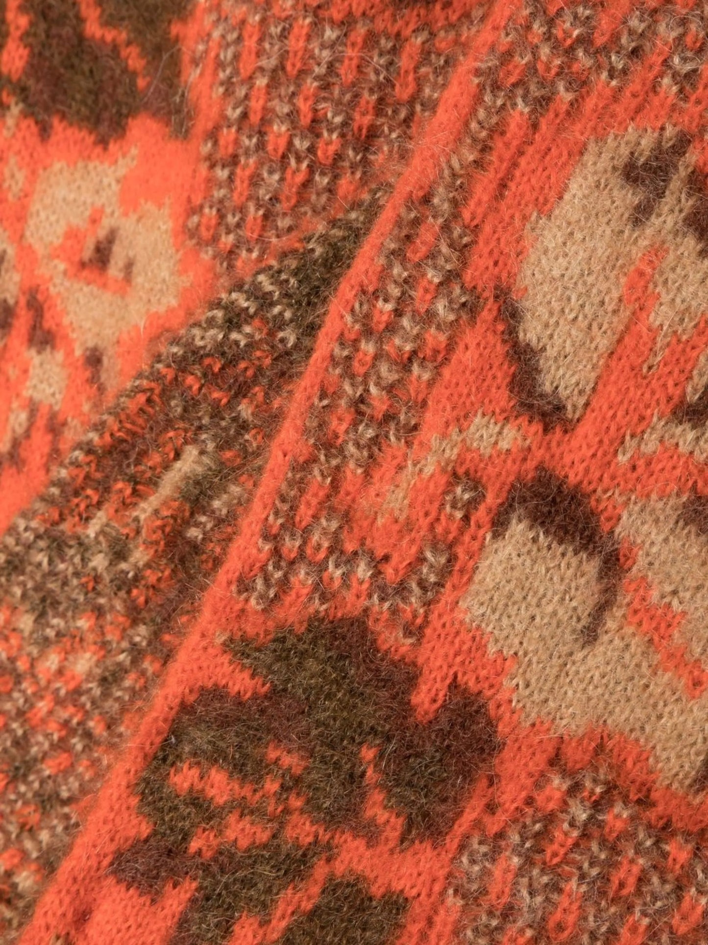 botanical-motif intarsia-knit scarf