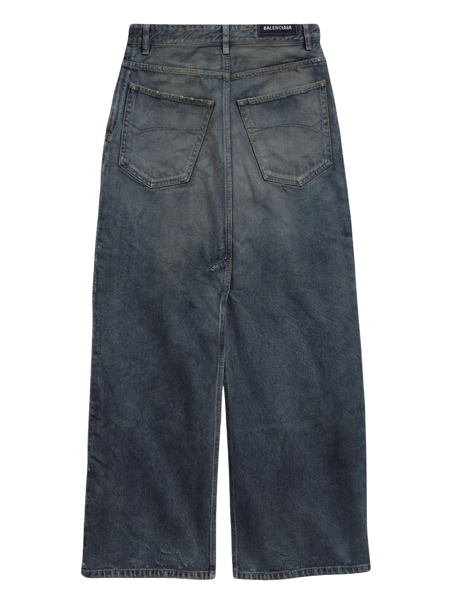 split cotton-denim skirt