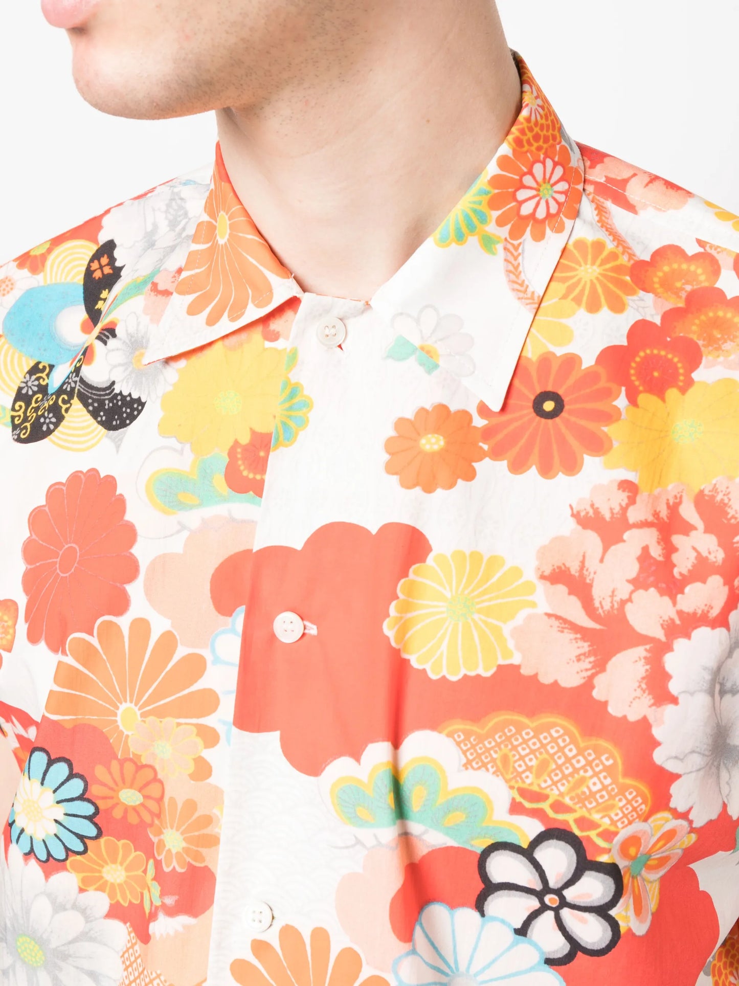 Garden-print cotton shirt