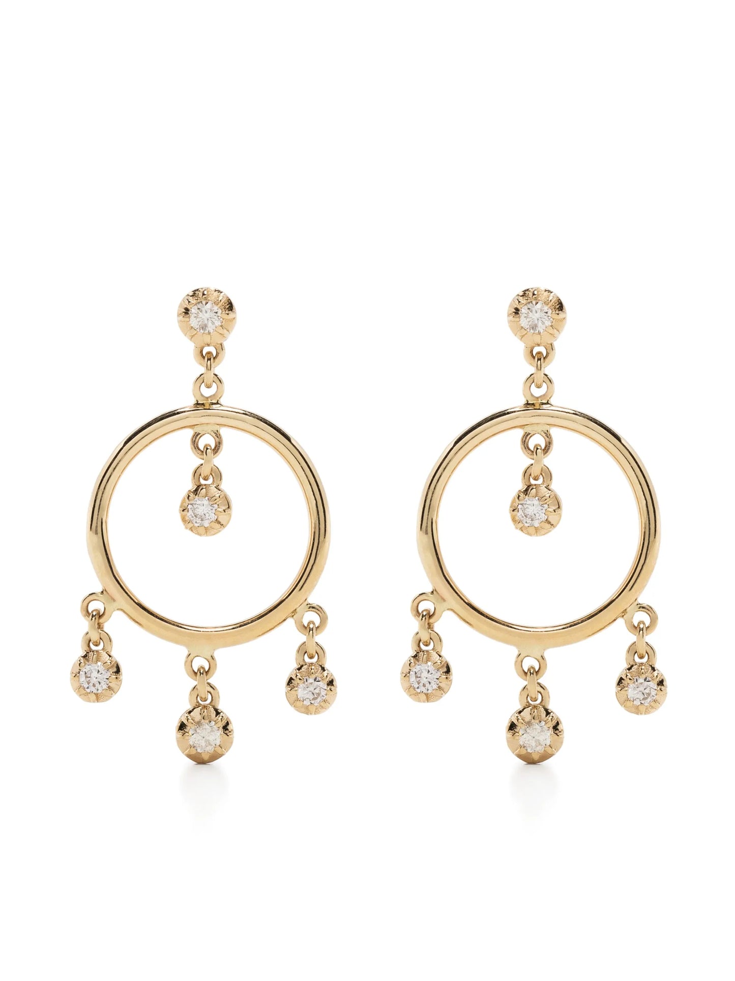 14kt yellow gold Sophie Shaker diamond hoop drop earring