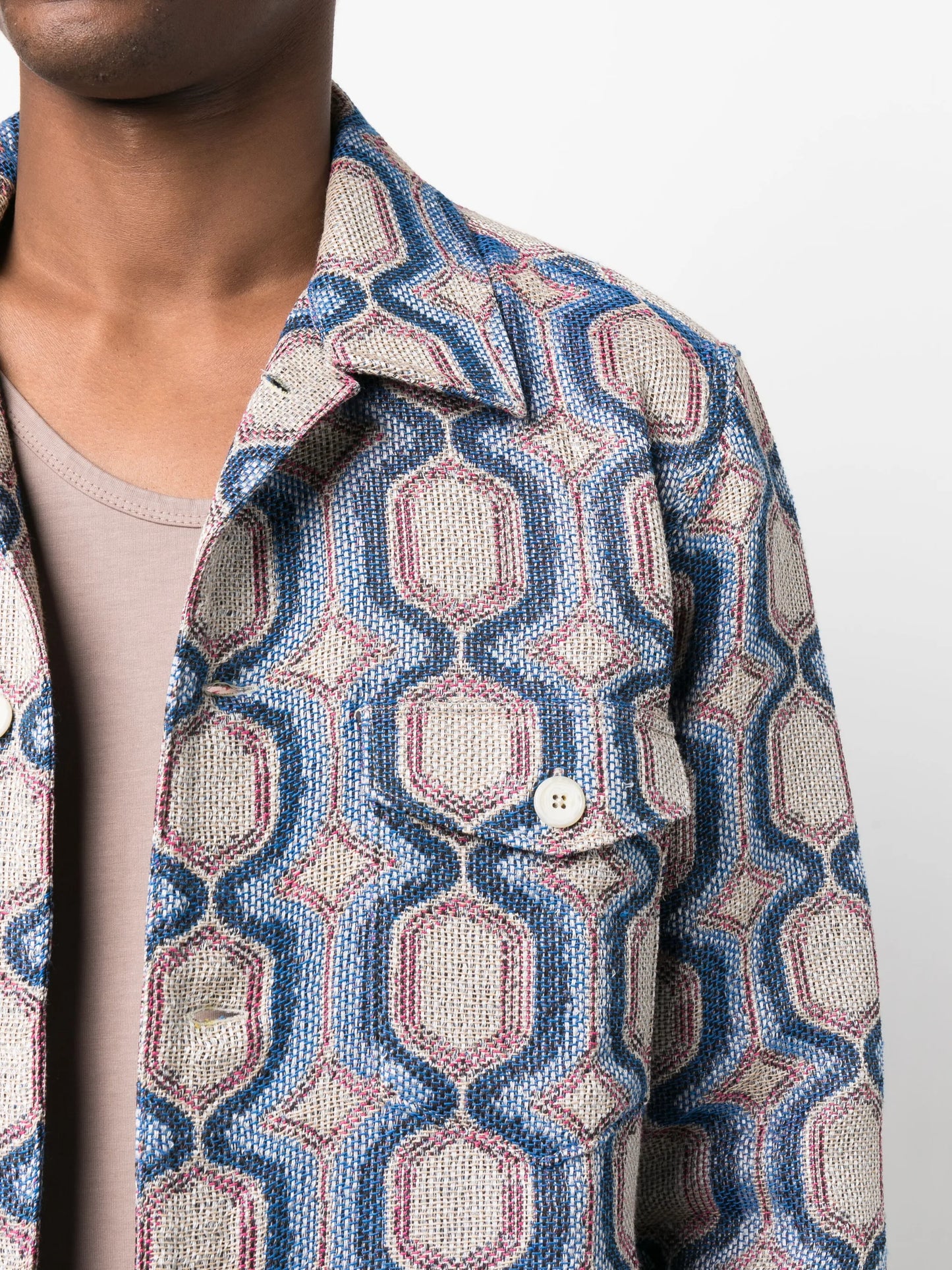 mosaic-print military jacket