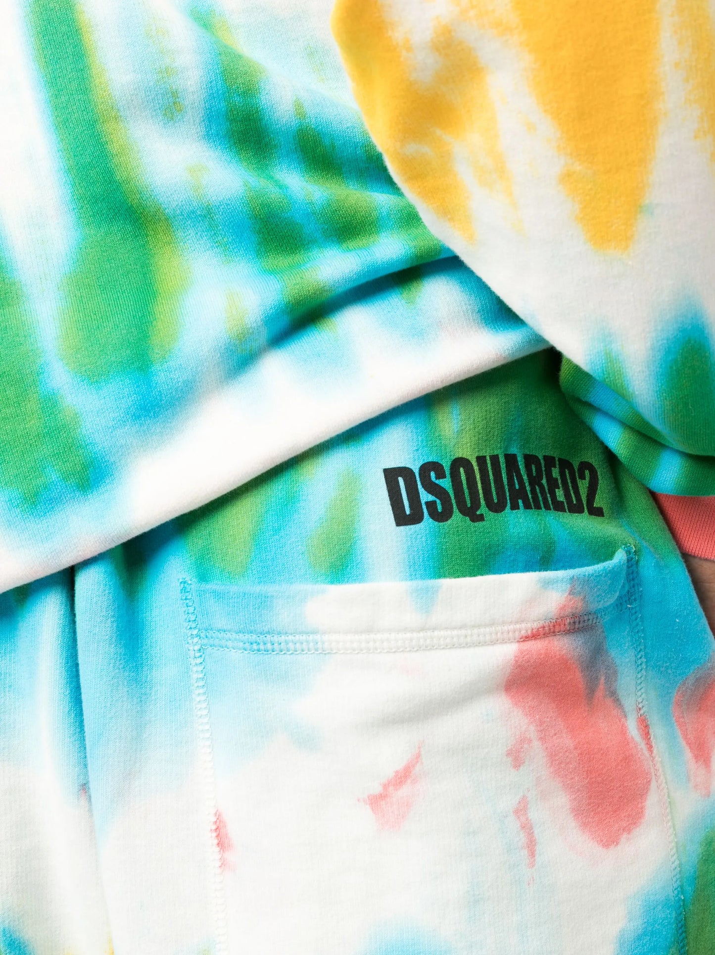 tie dye-print cotton track shorts