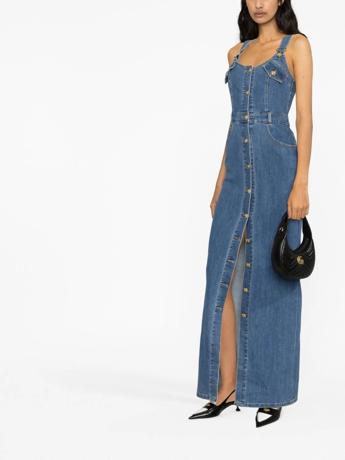 button-front denim dress
