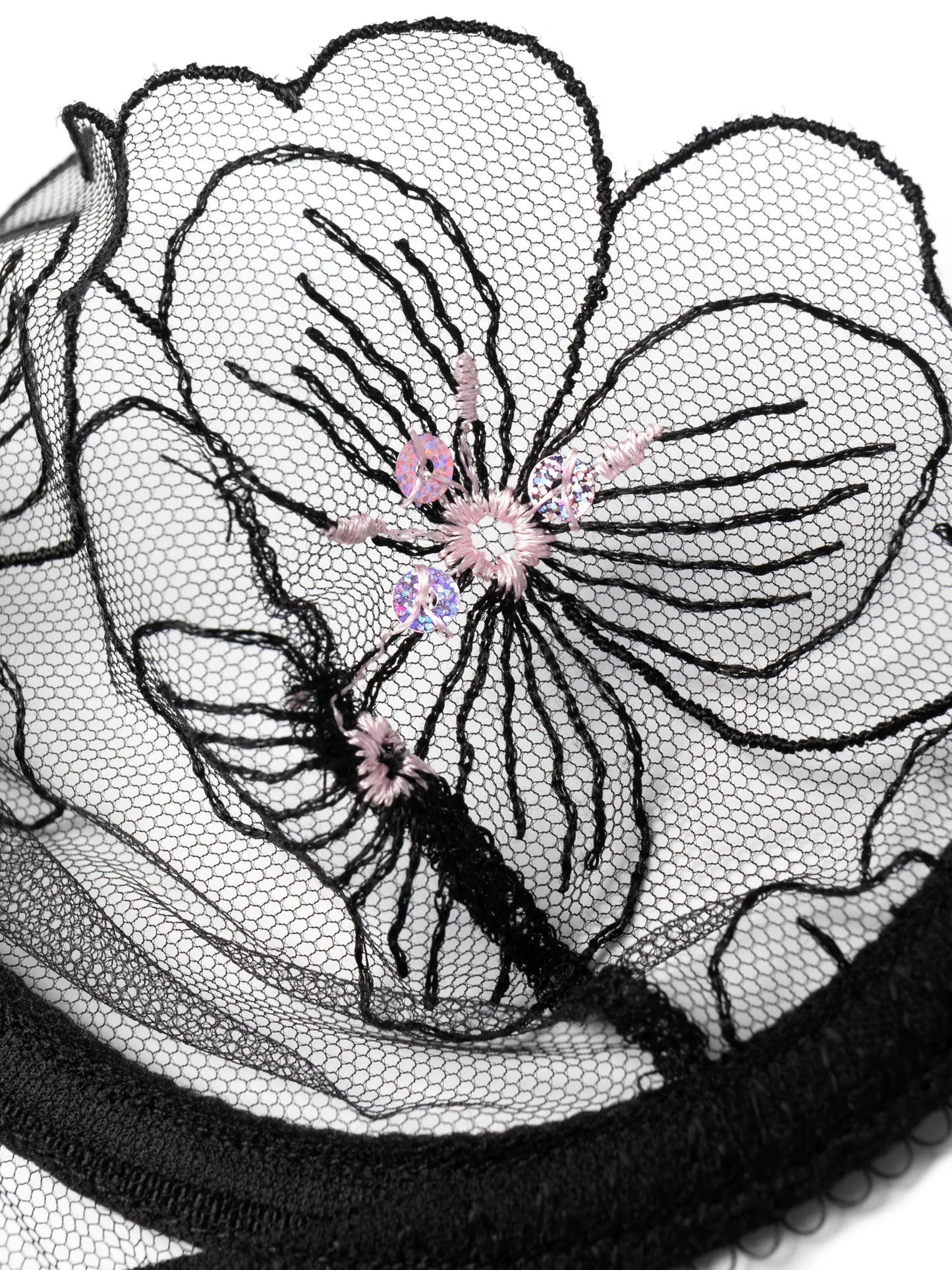 lace-panel bow-detail bra