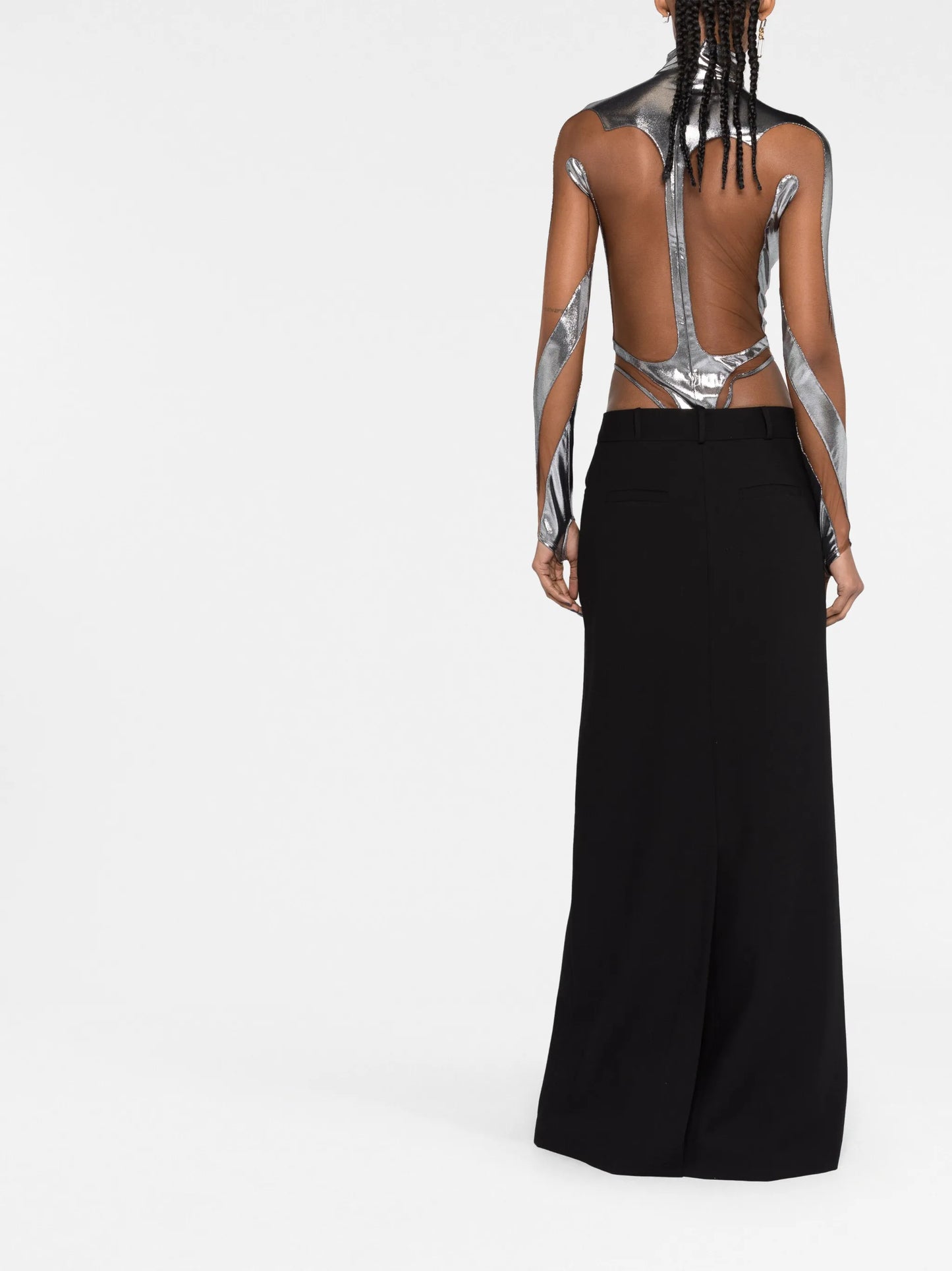metallic cut-out bodysuit