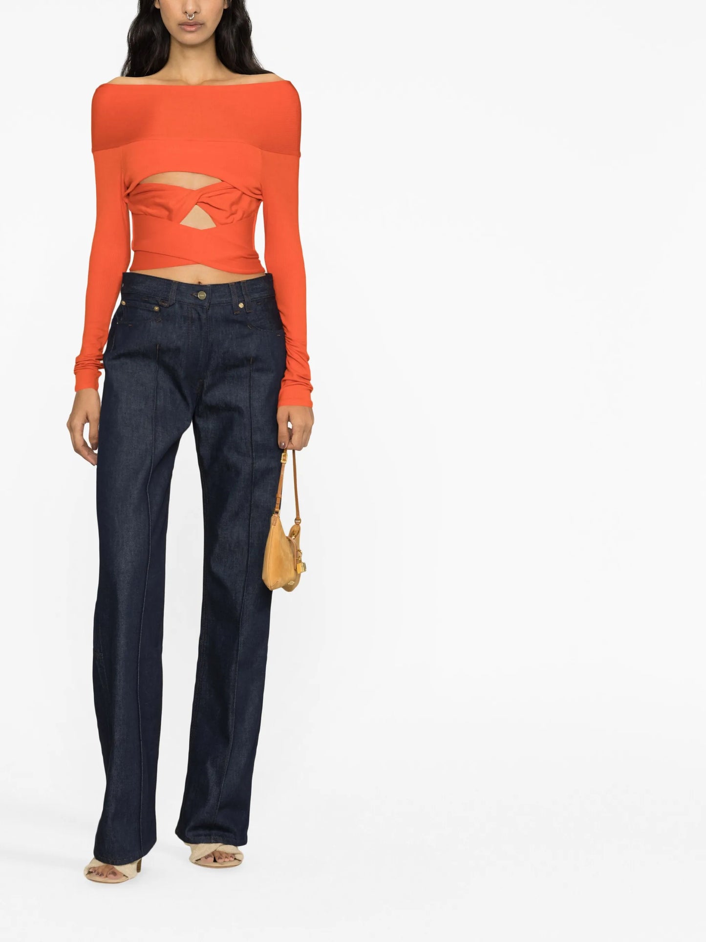 off-shoulder tie-fastening top