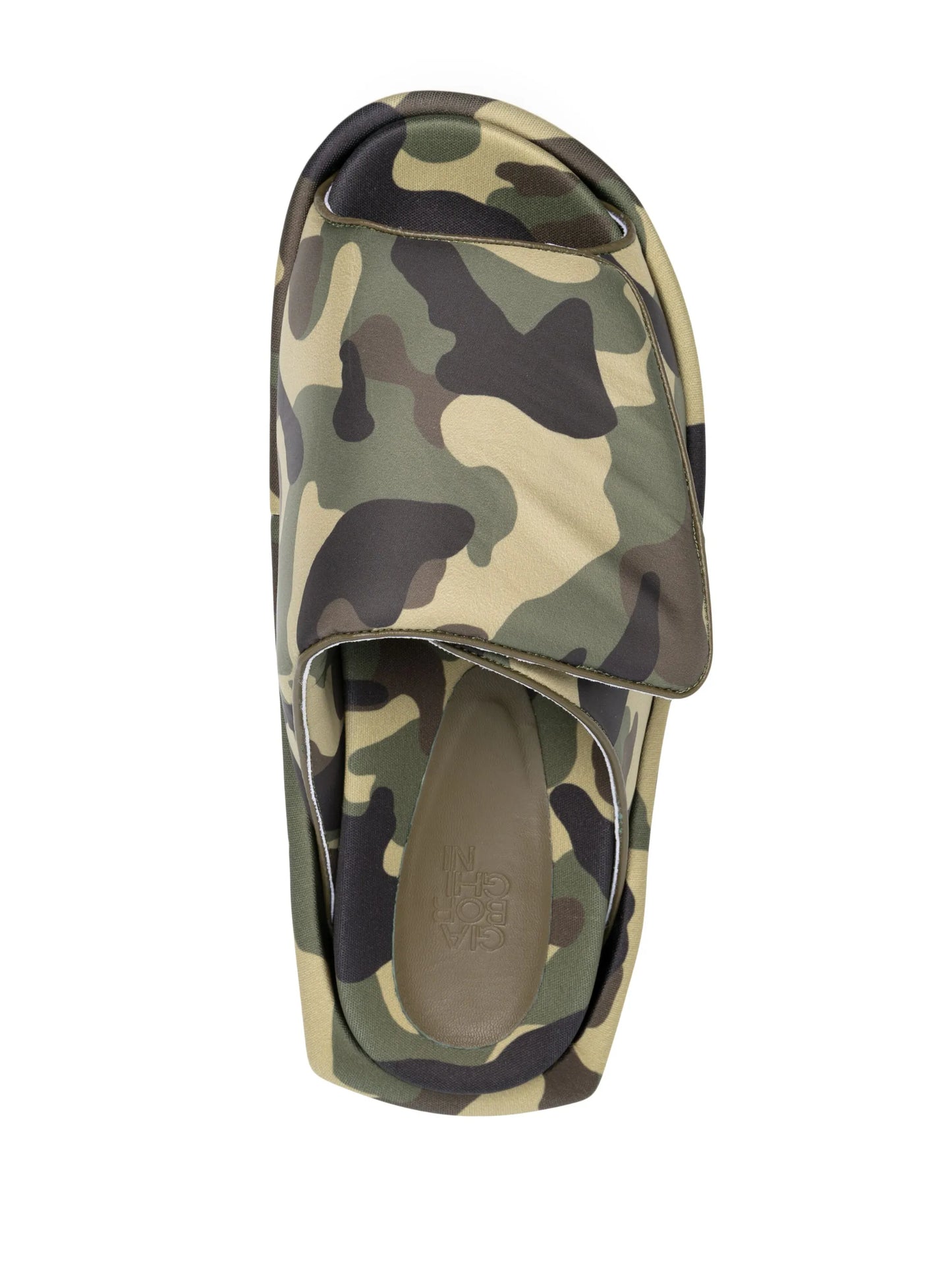 camouflage-print platform sandals