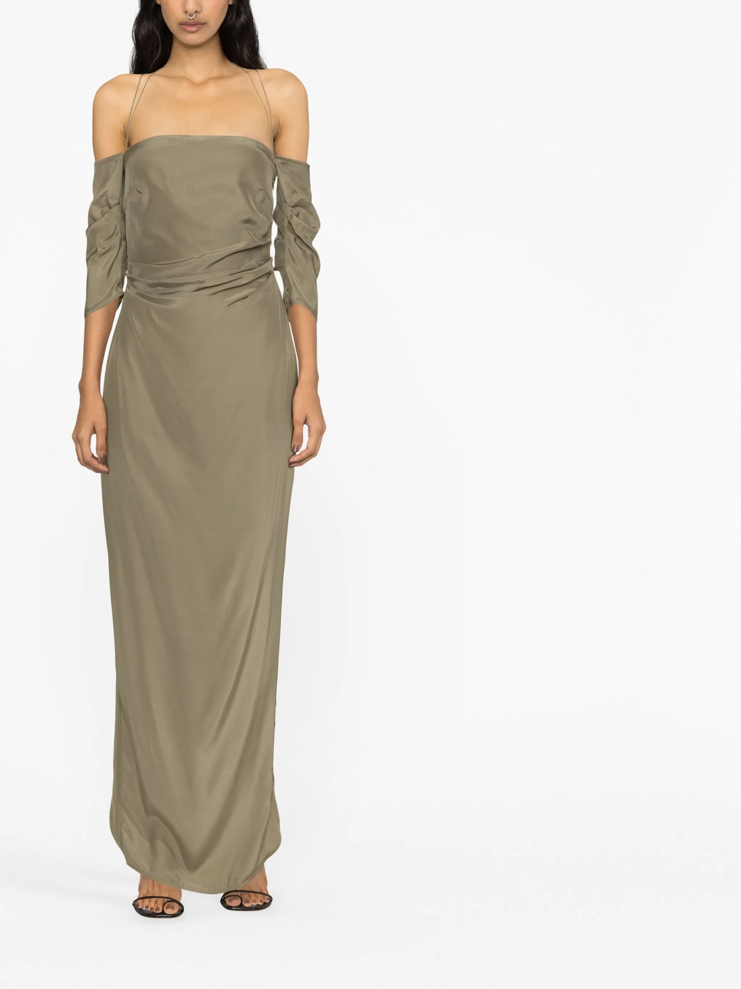 off-shoulder silk dress