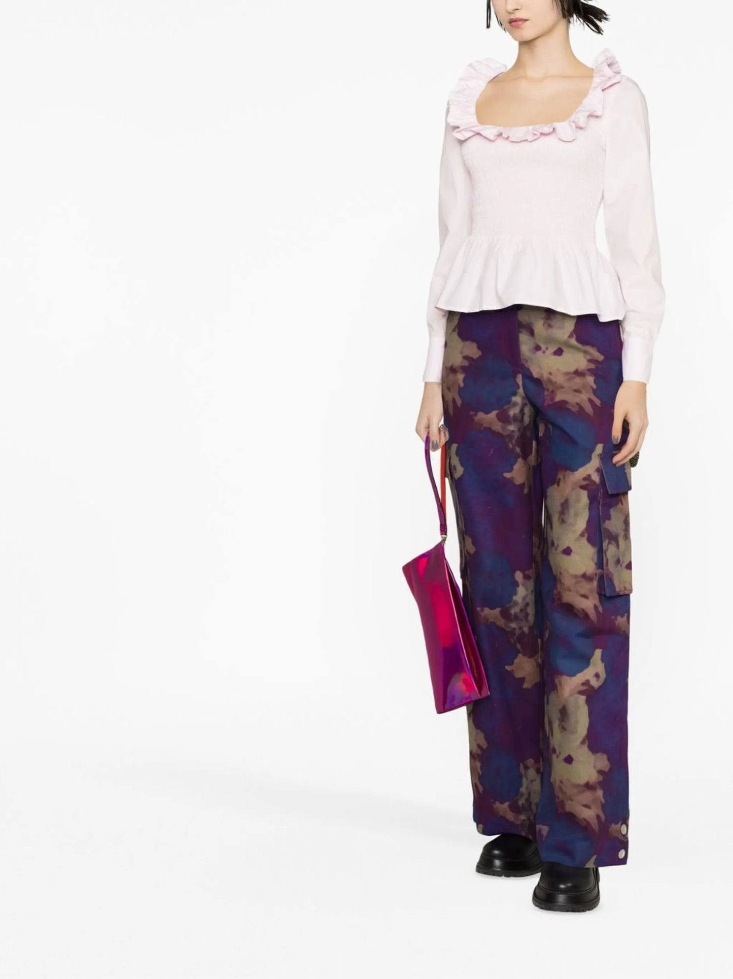 ruffle-trim shirred top