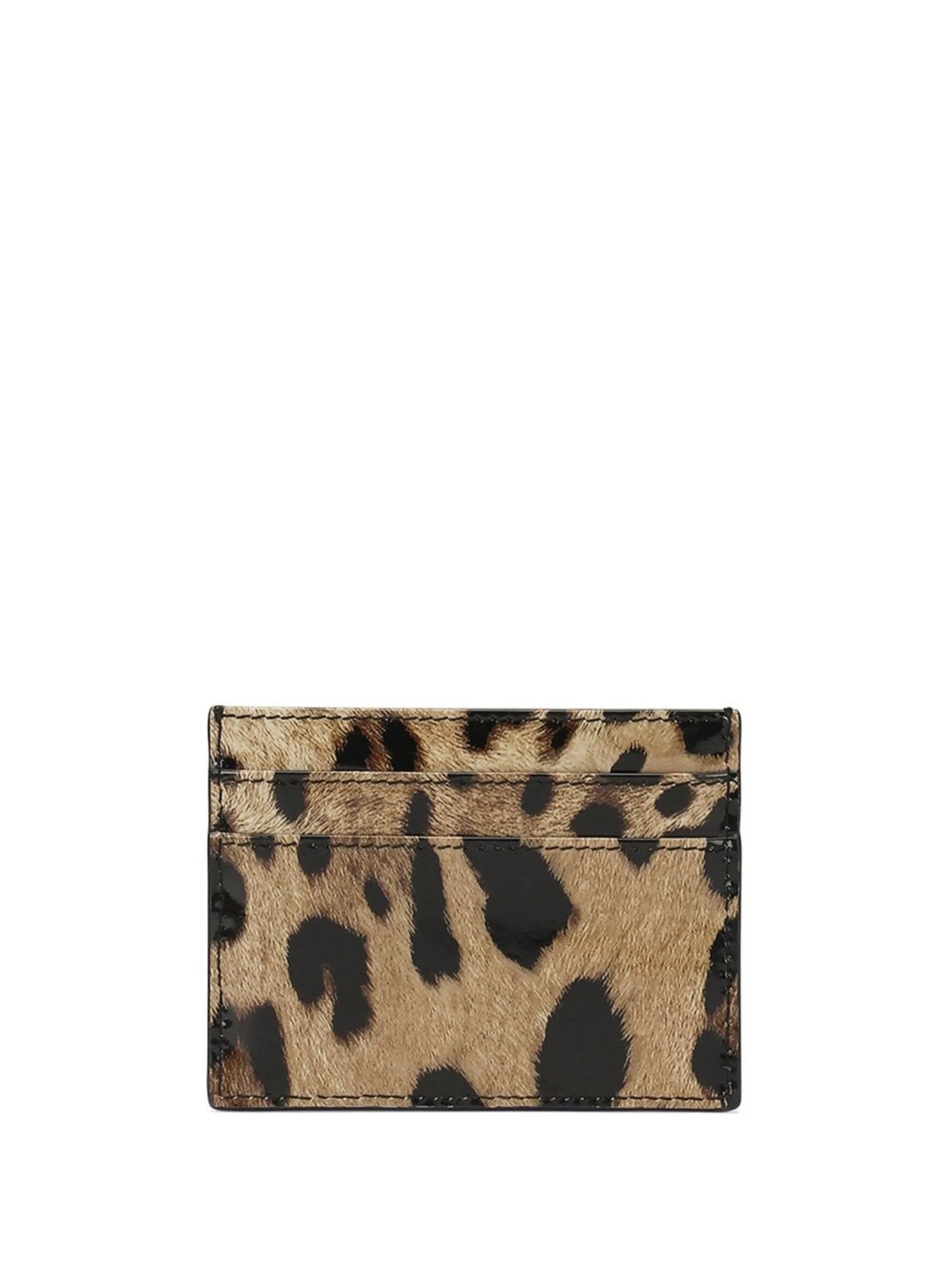 leopard-print leather card holder