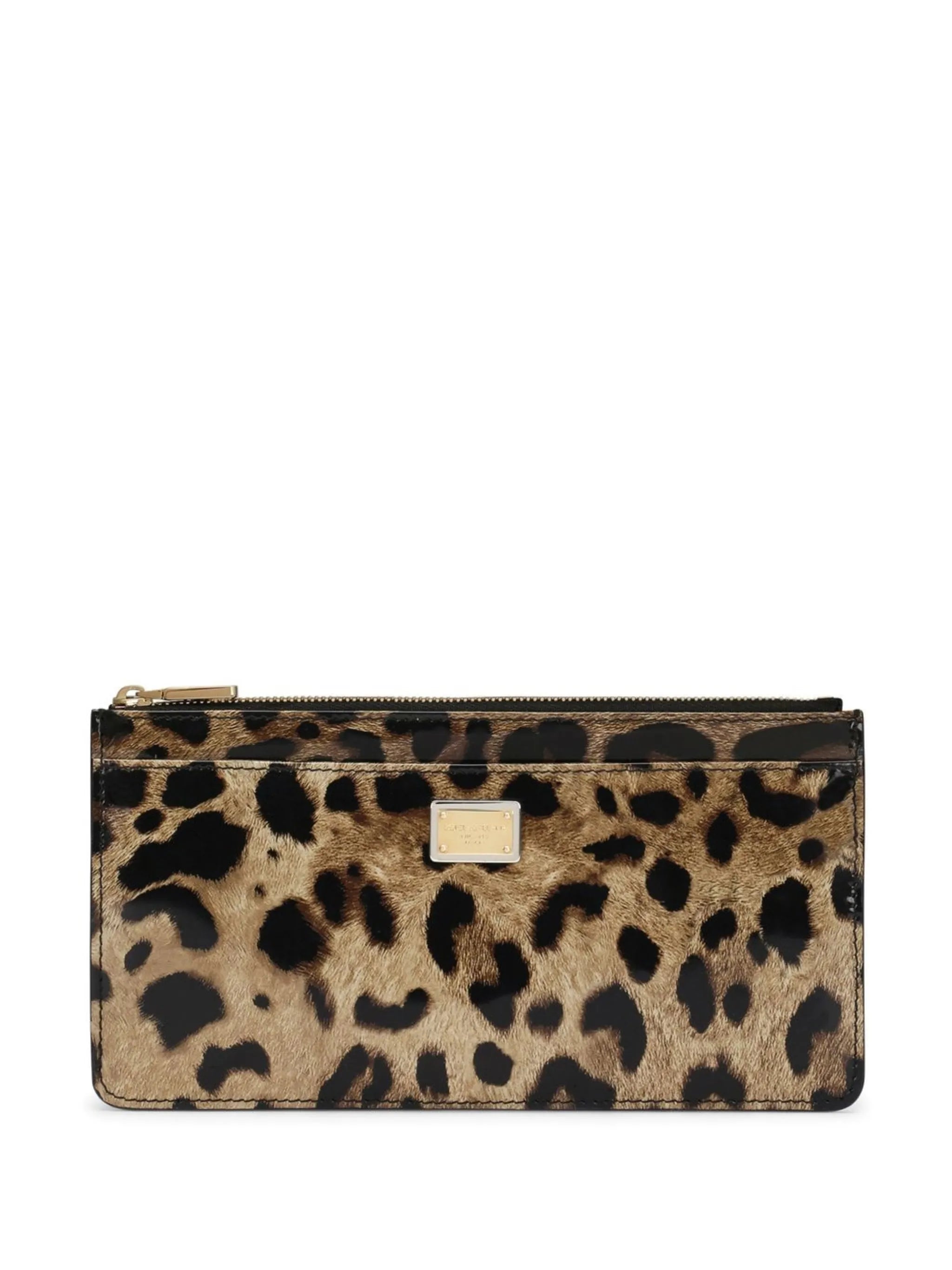 leopard-print zip-around card holder
