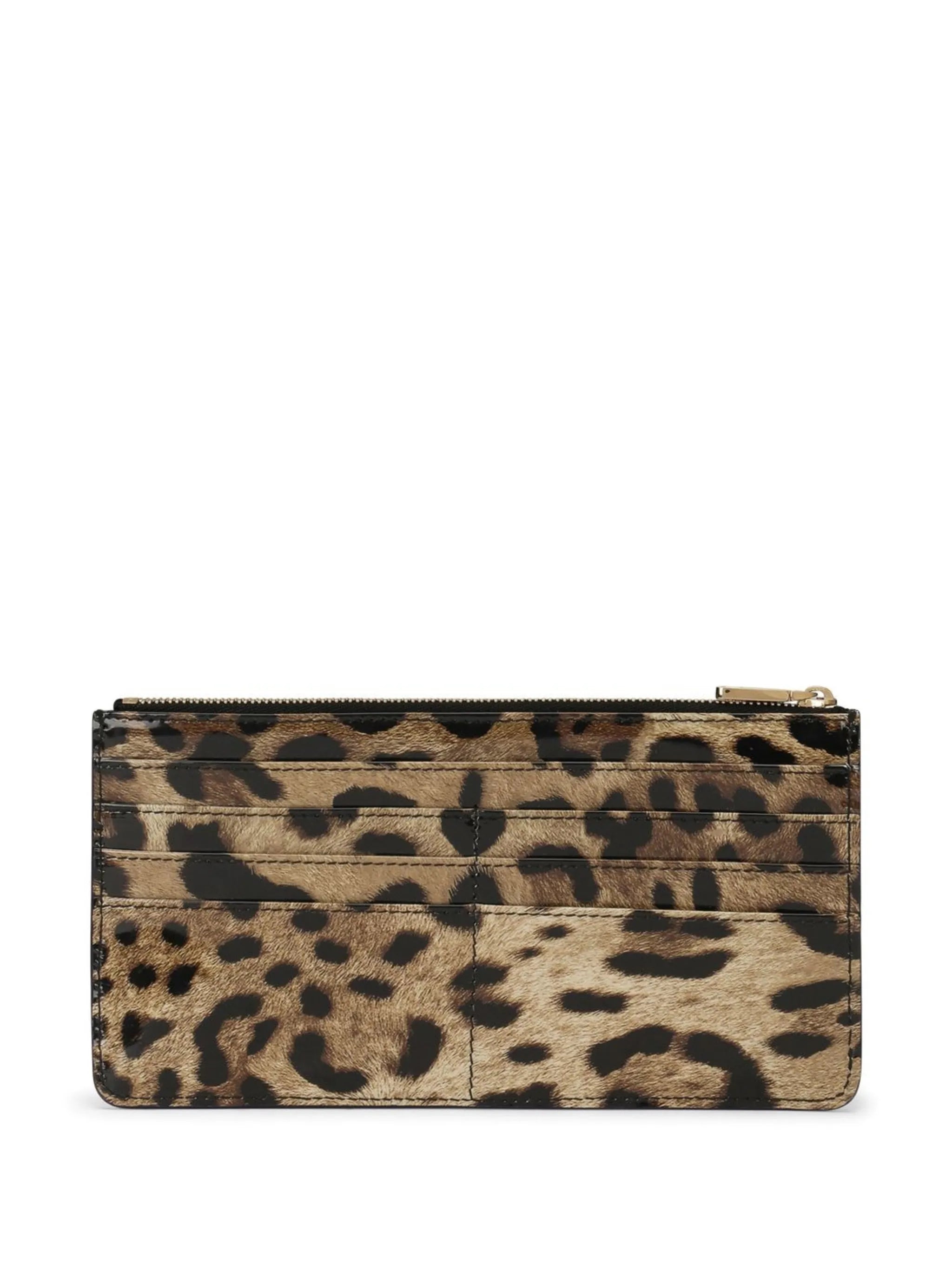 leopard-print zip-around card holder