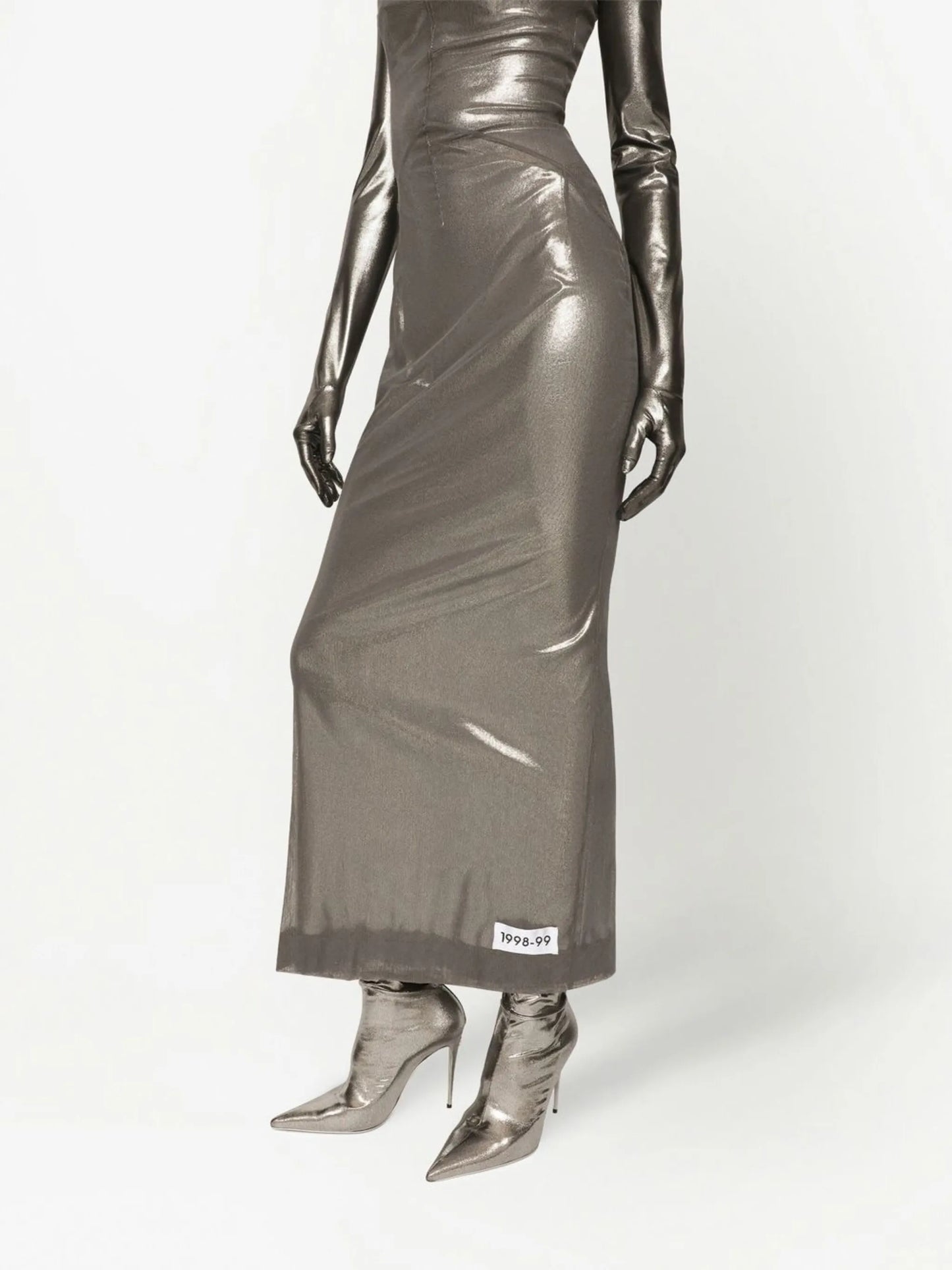 KIM DOLCE&GABBANA metallic-finish ankle-length dress