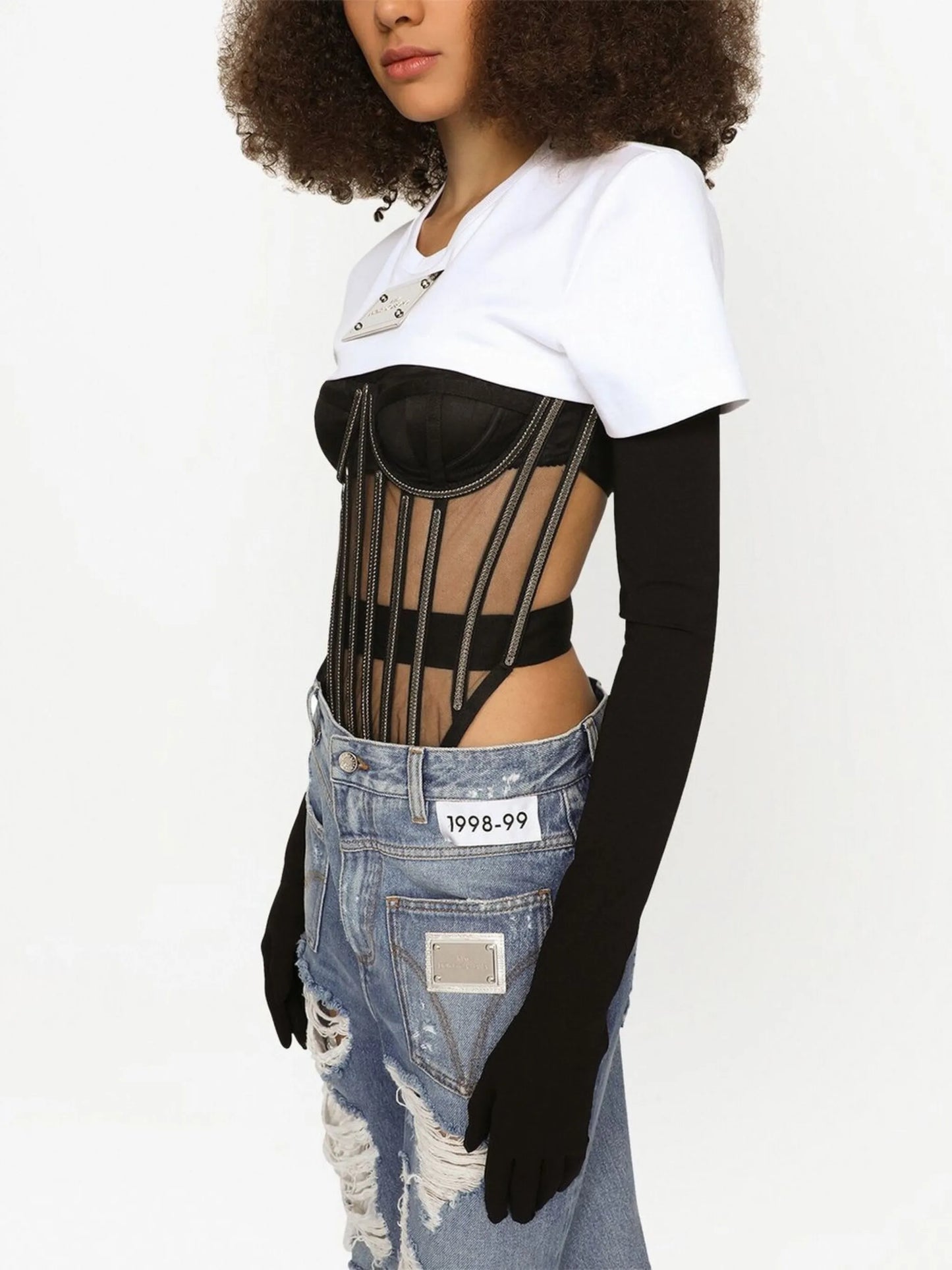 KIM DOLCE&GABBANA tulle corset top