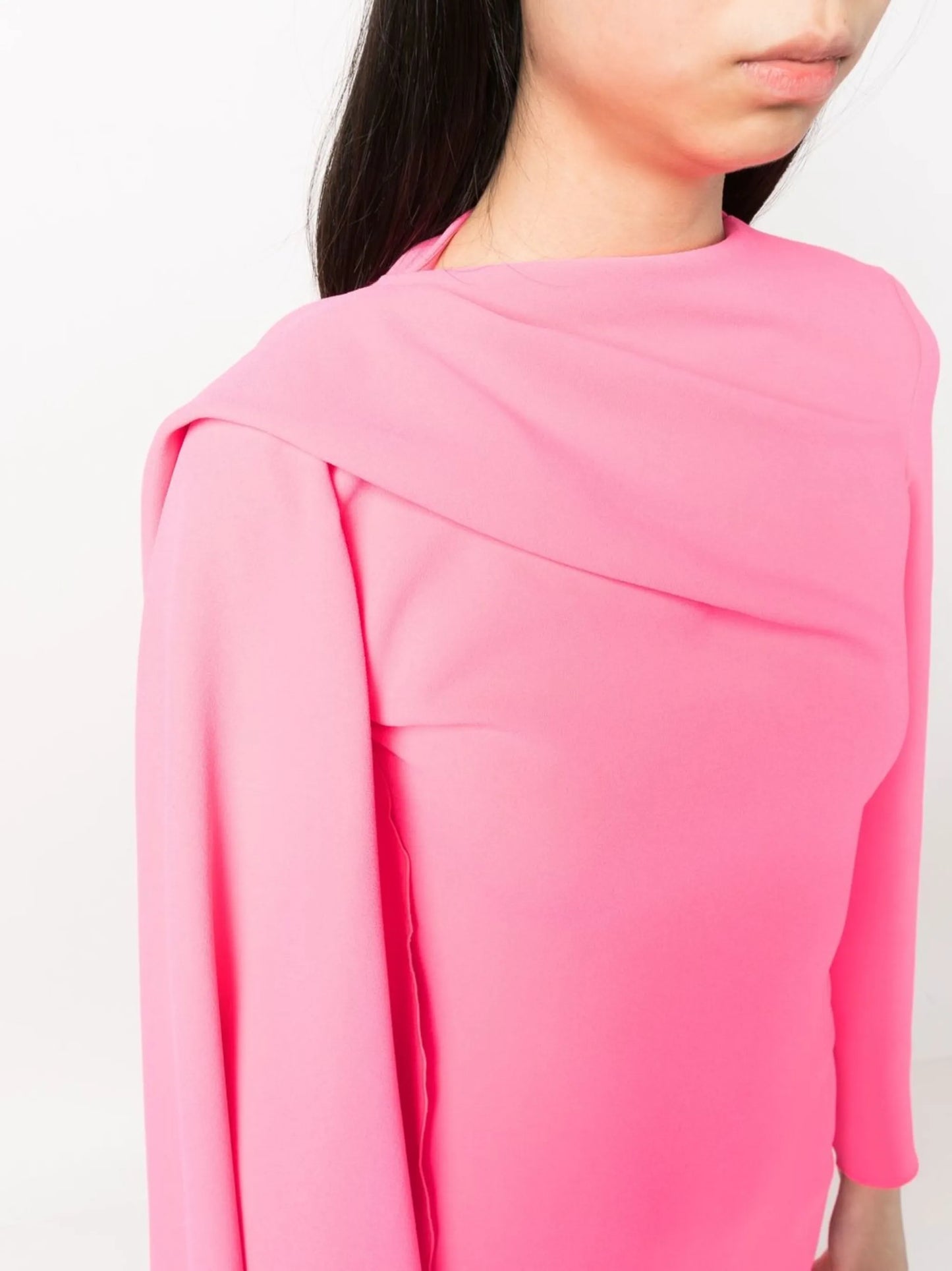 drape-detailed long-sleeve dress