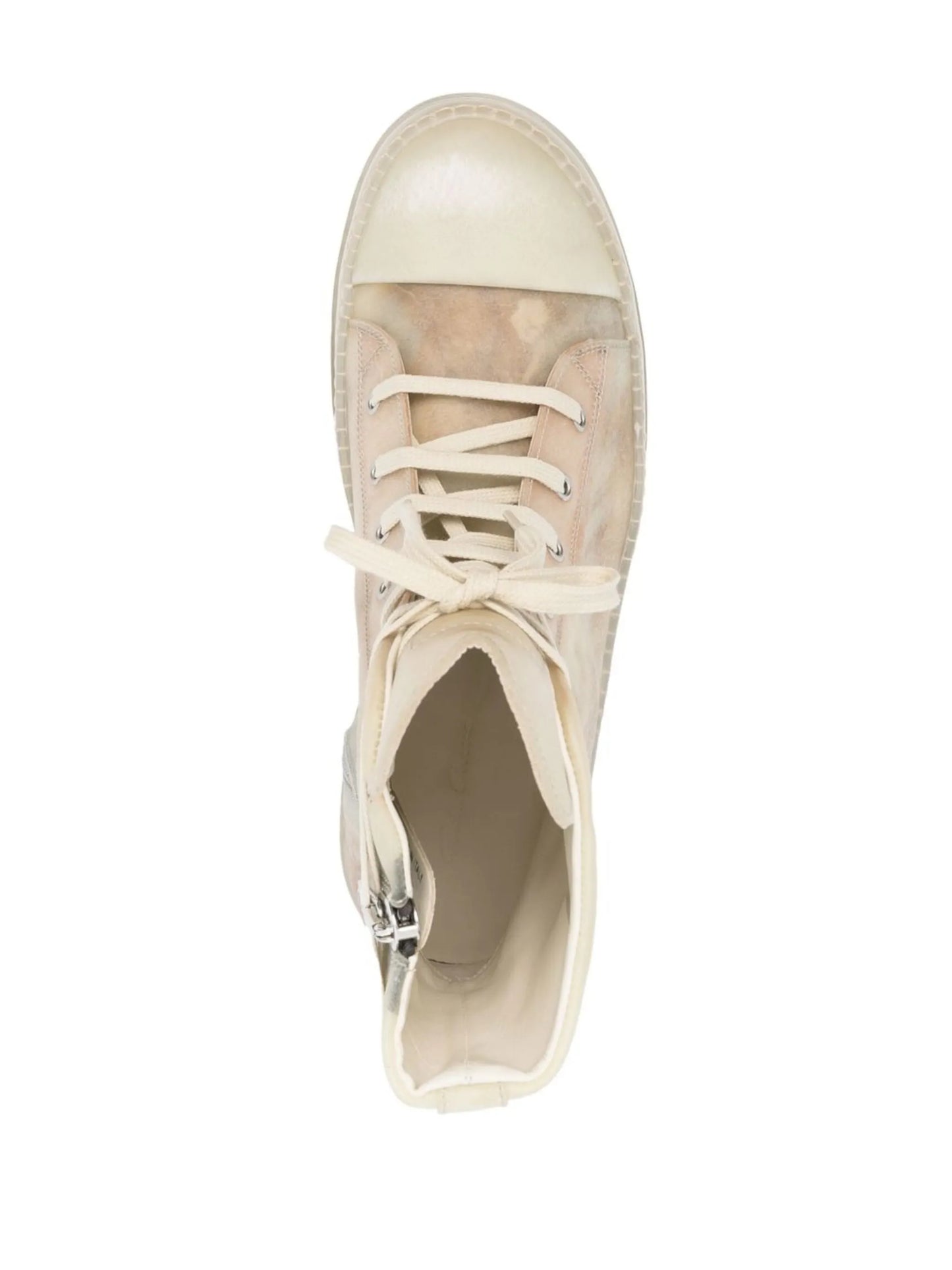 Beige Distressed Effect Lace Up Sneakers
