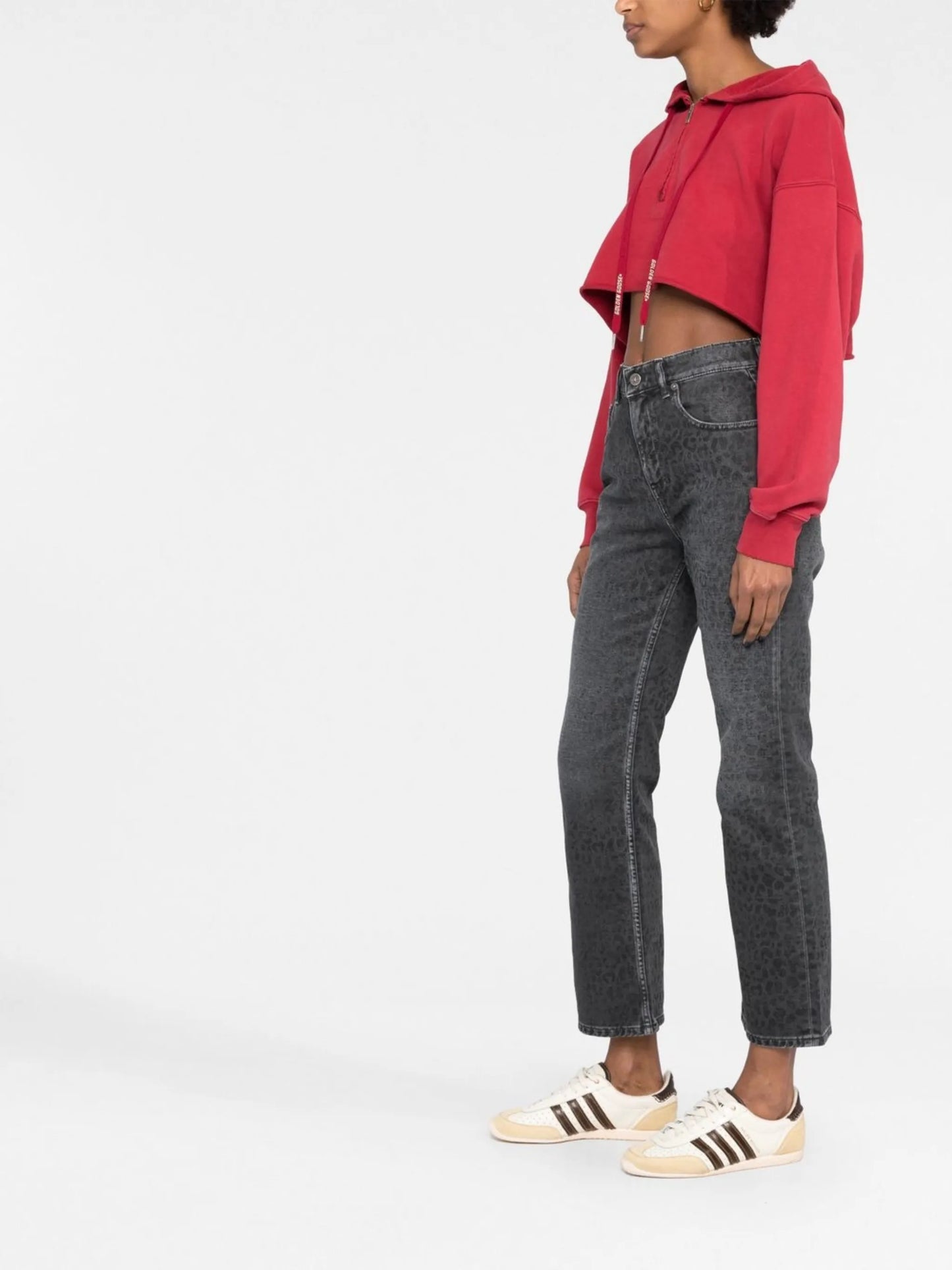 leopard-print cropped jeans