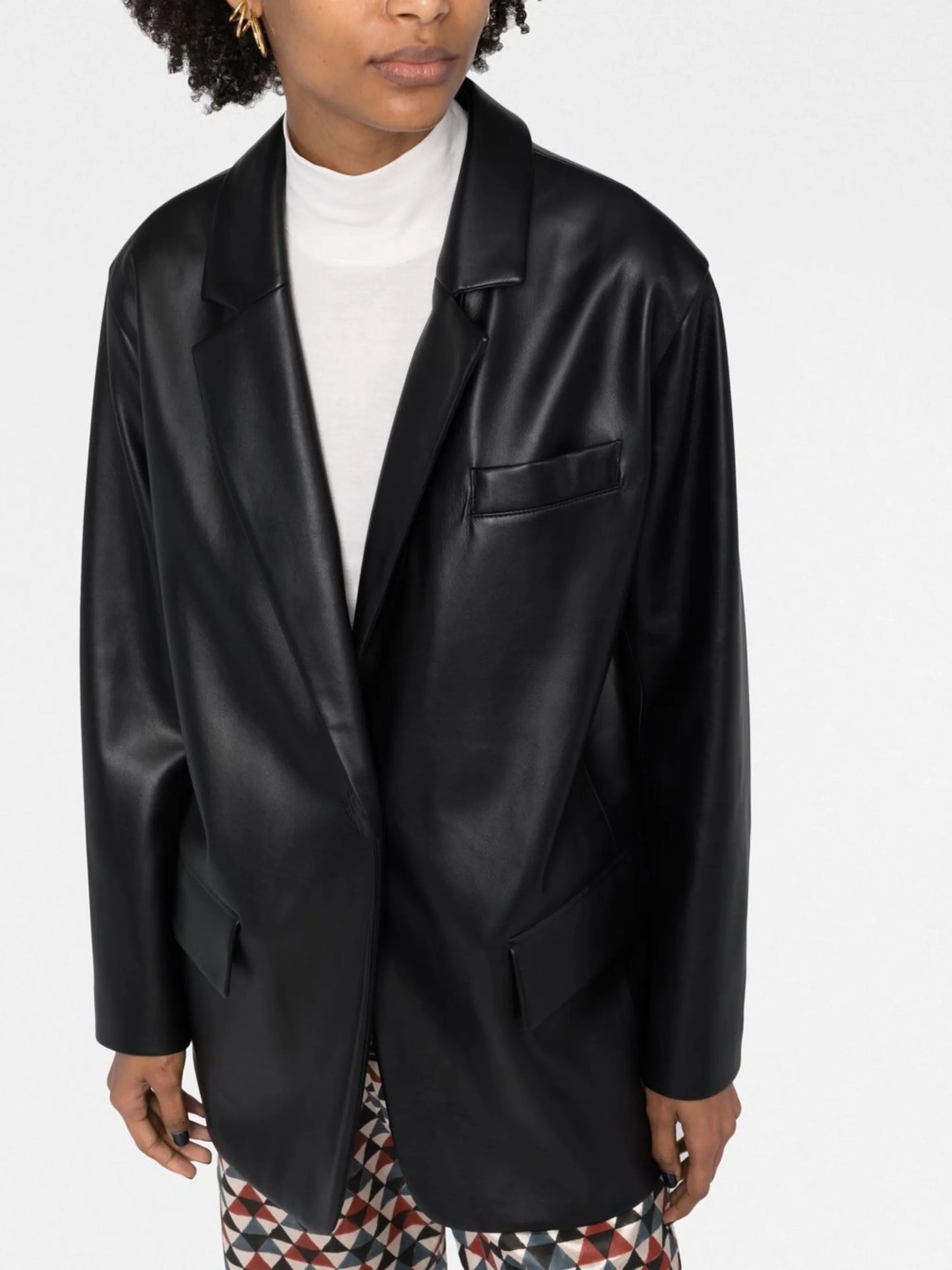 Jumbo faux-fur single-breasted blazer