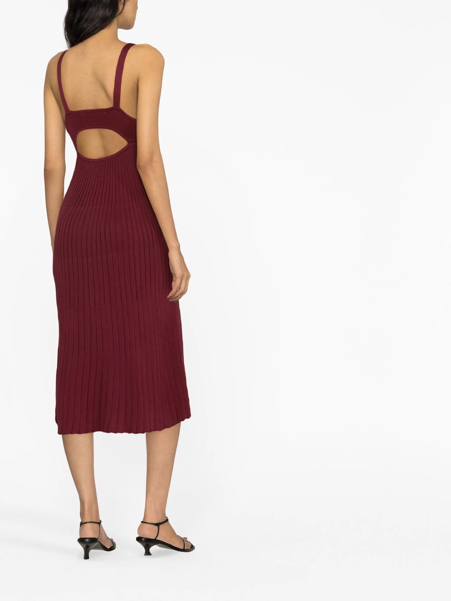 ribbed cut-out midi dress