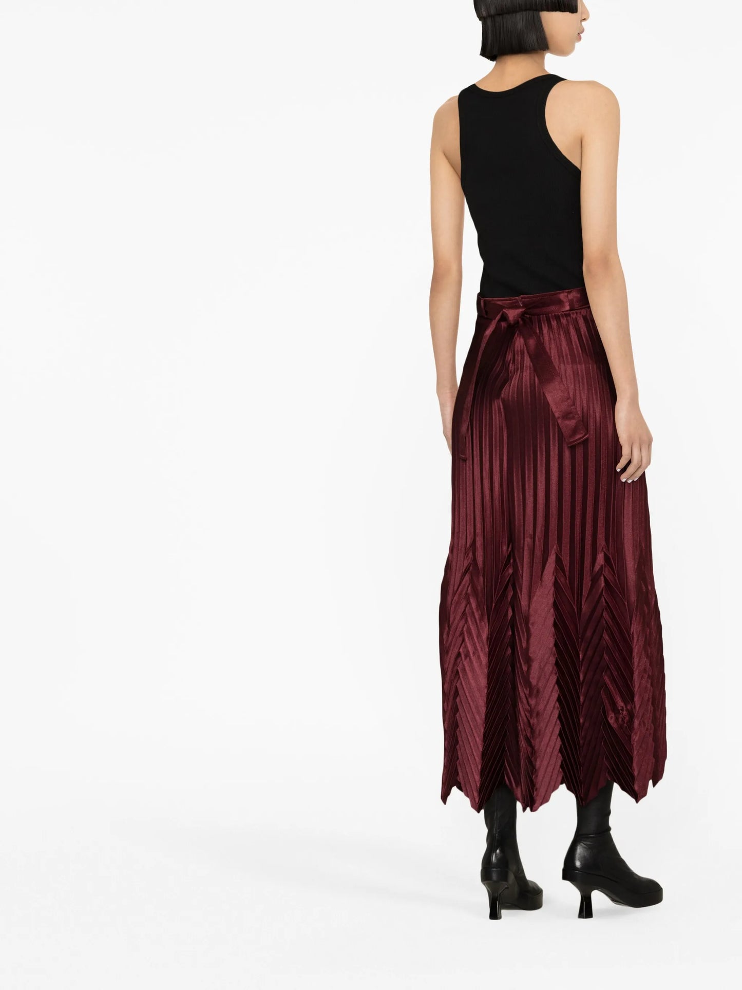 pleated midi skirt
