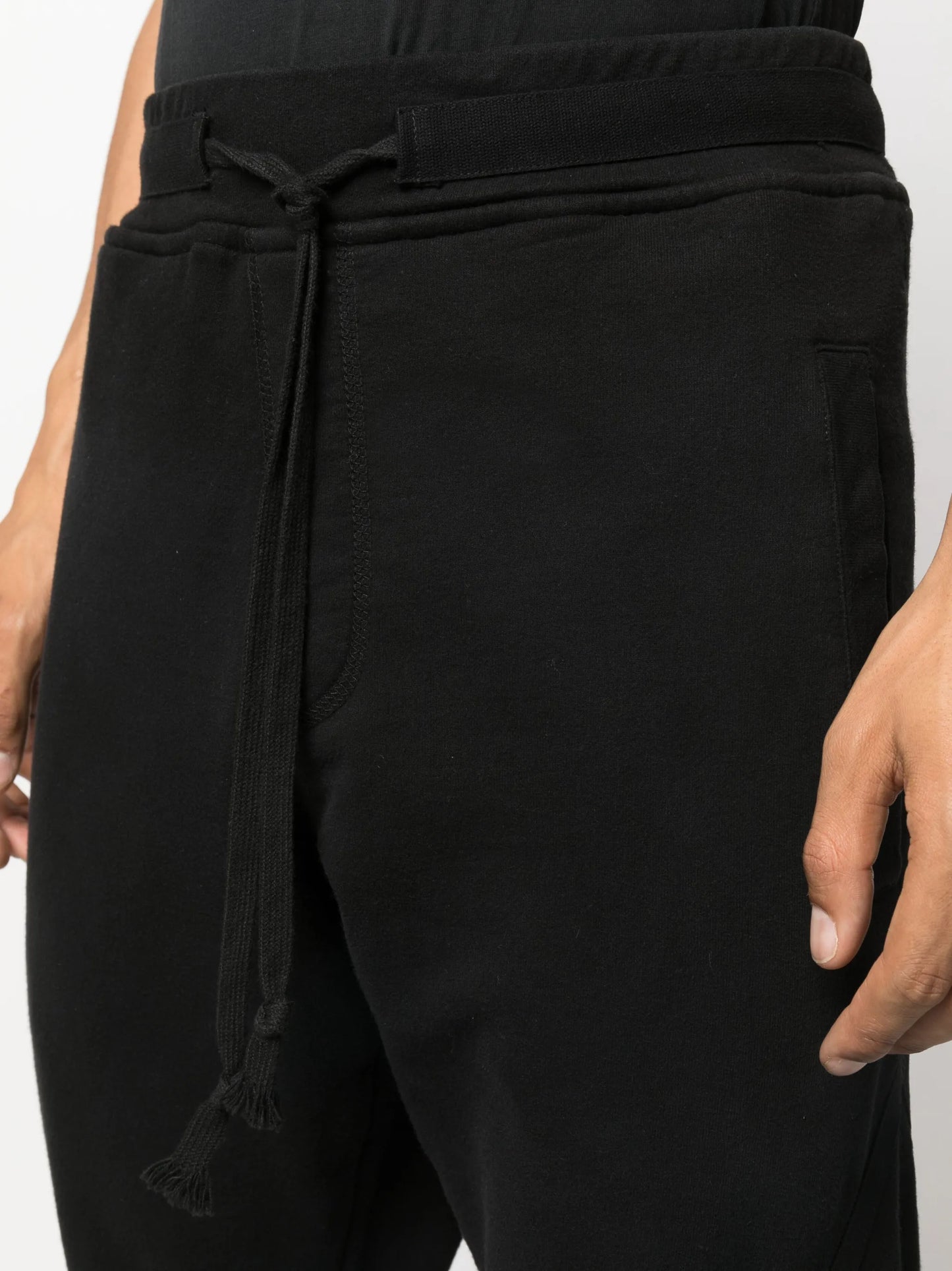 fleece drawstring-waist cotton trousers