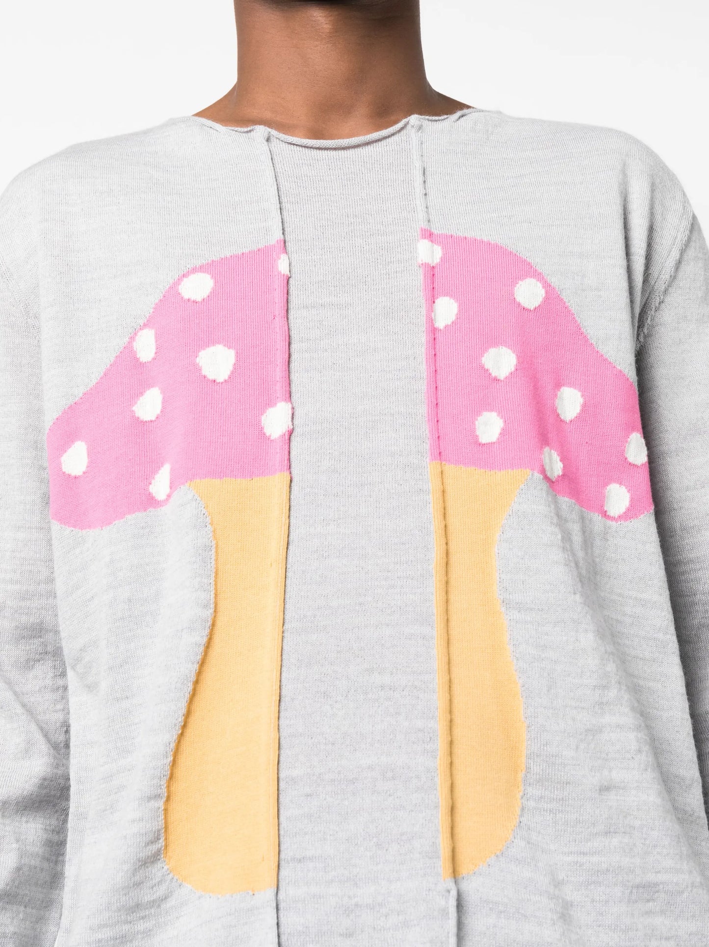 melange-effect mushroom-print jumper