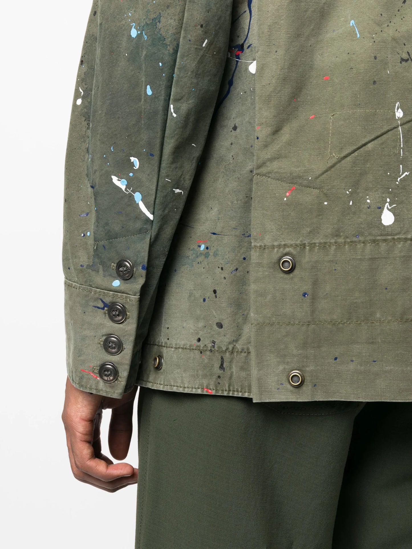 paint-splatter double-breasted blazer