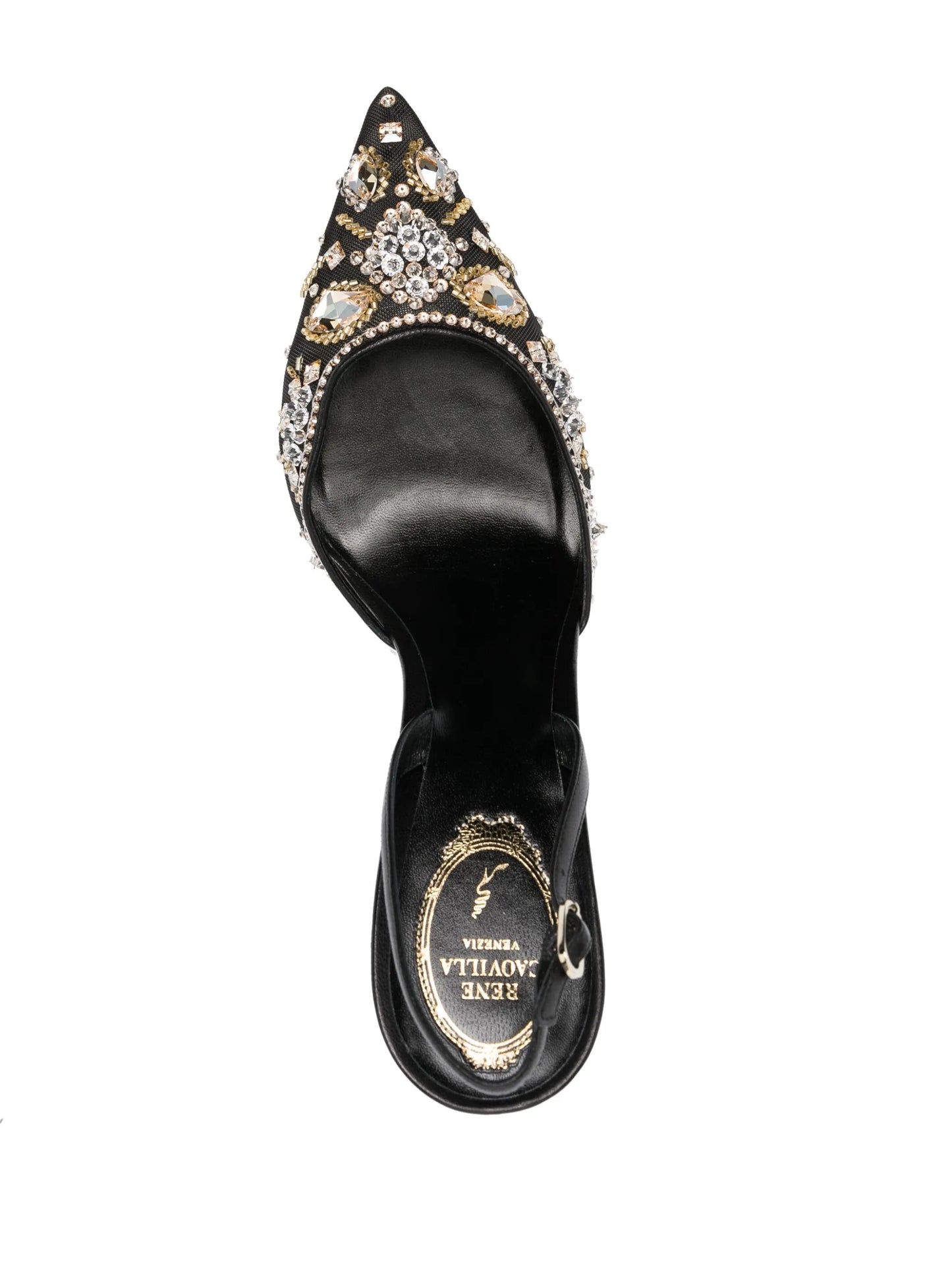 mesh-detail crystal-embellished pumps