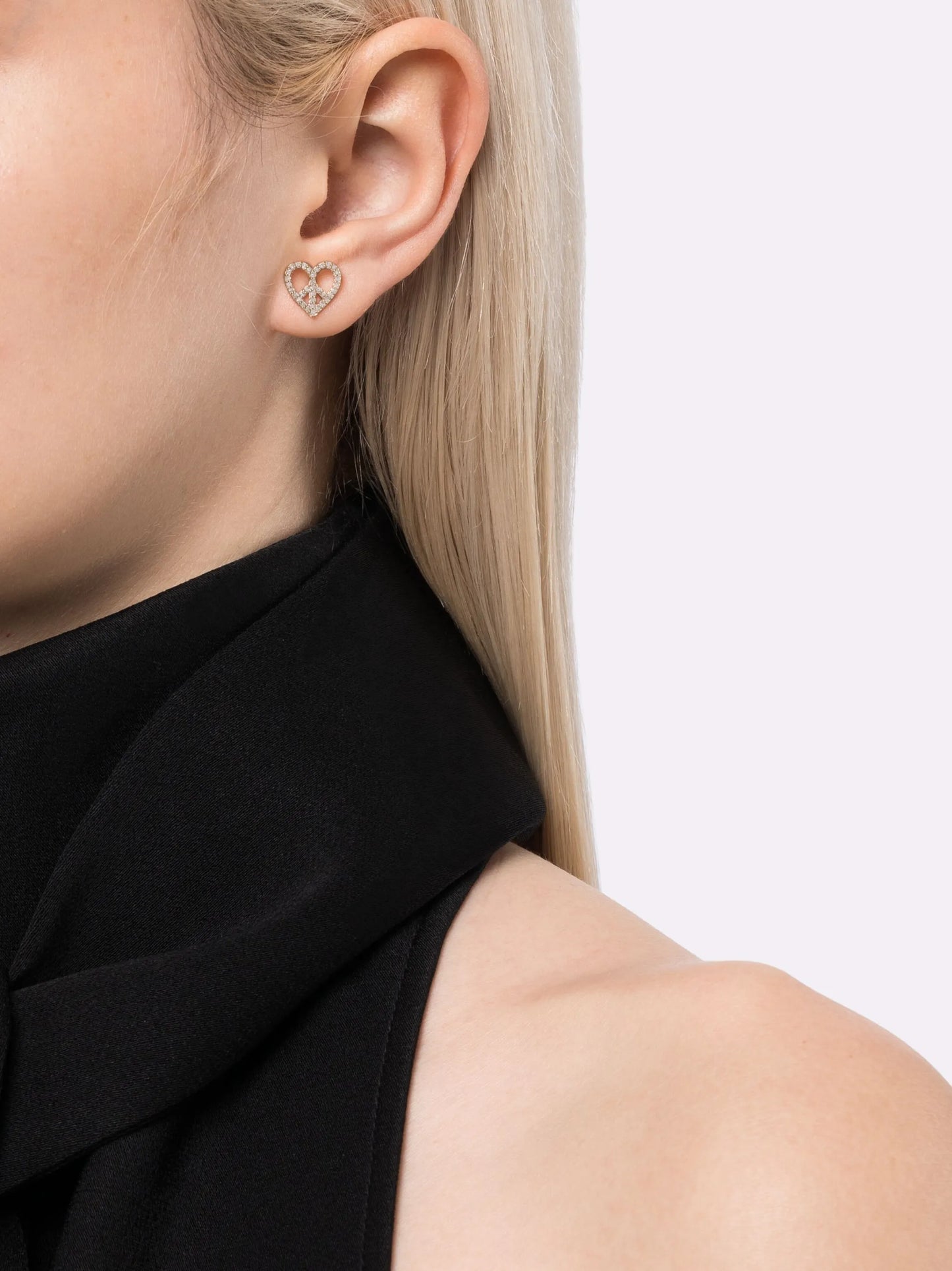 14kt yellow gold Peace Heart diamond earring