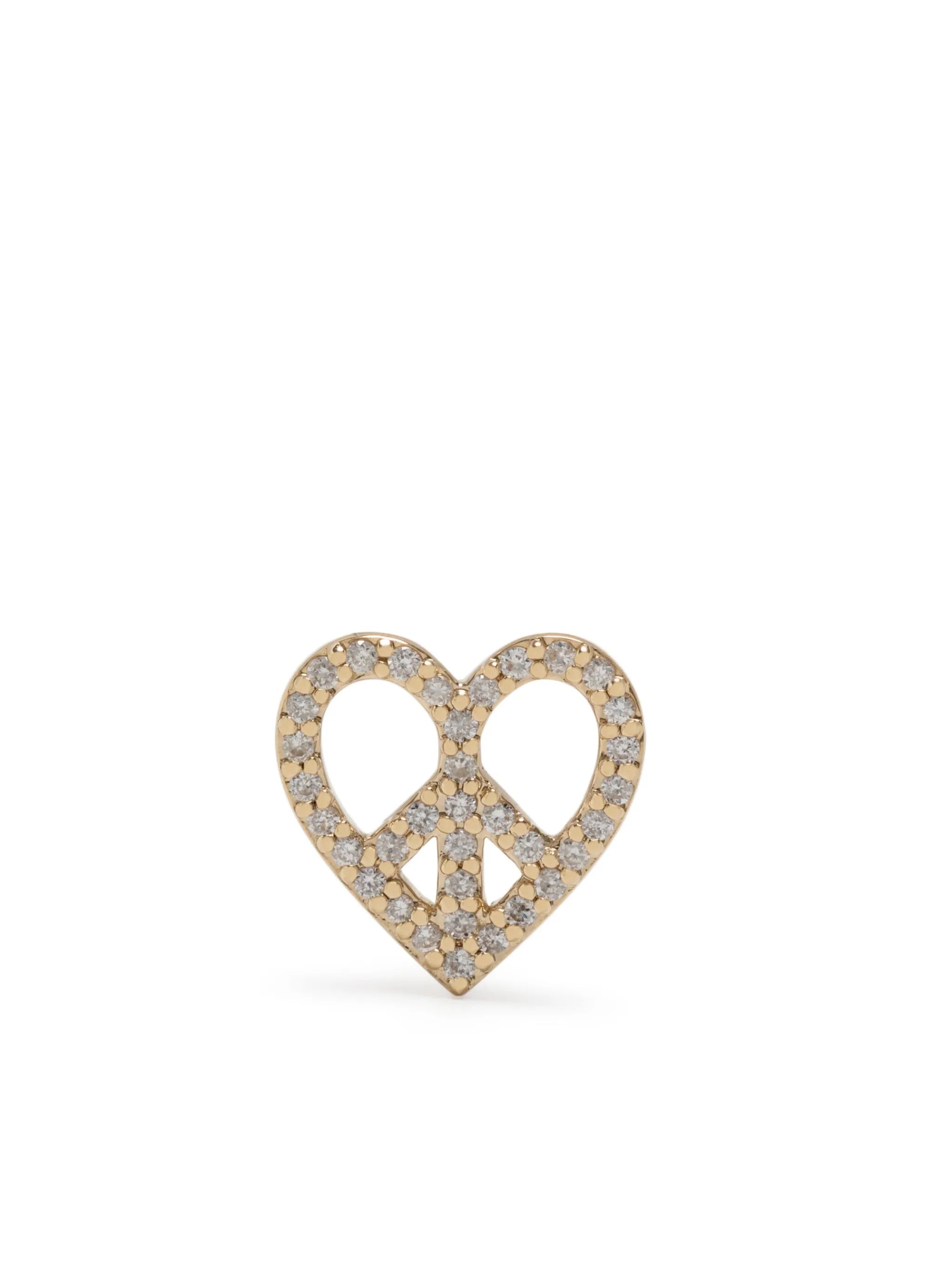 14kt yellow gold Peace Heart diamond earring