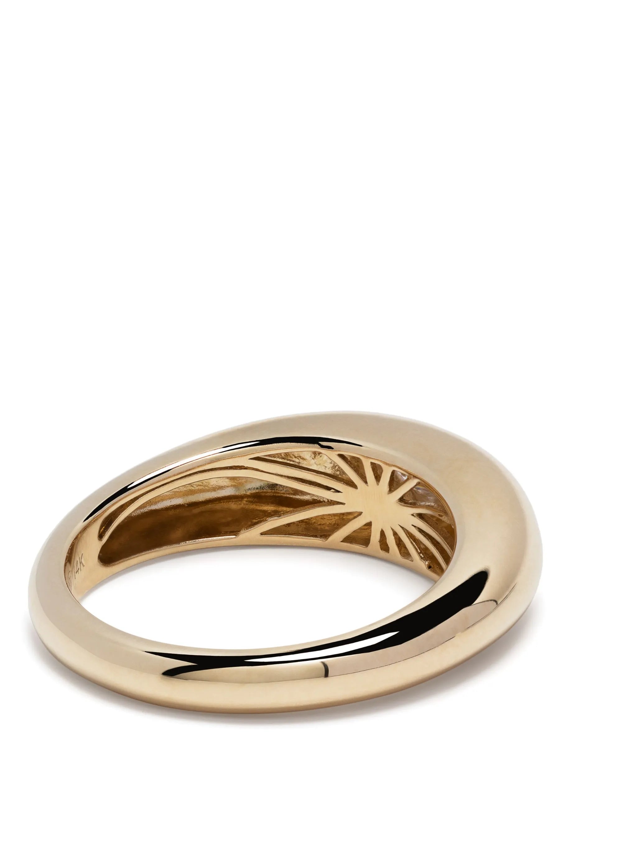 14kt yellow gold Puffy Band diamond signet ring