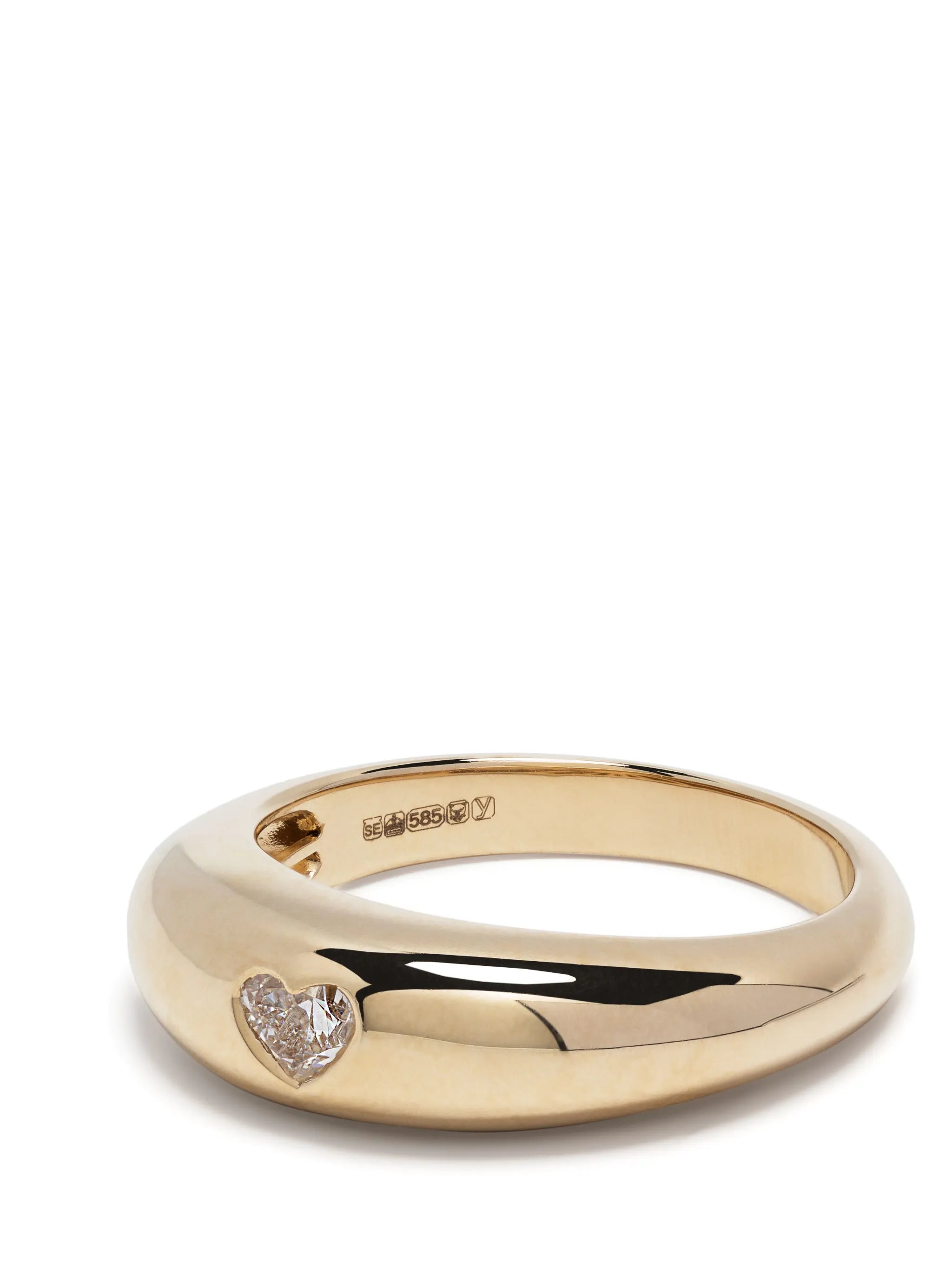 14kt yellow gold Puffy Band diamond signet ring
