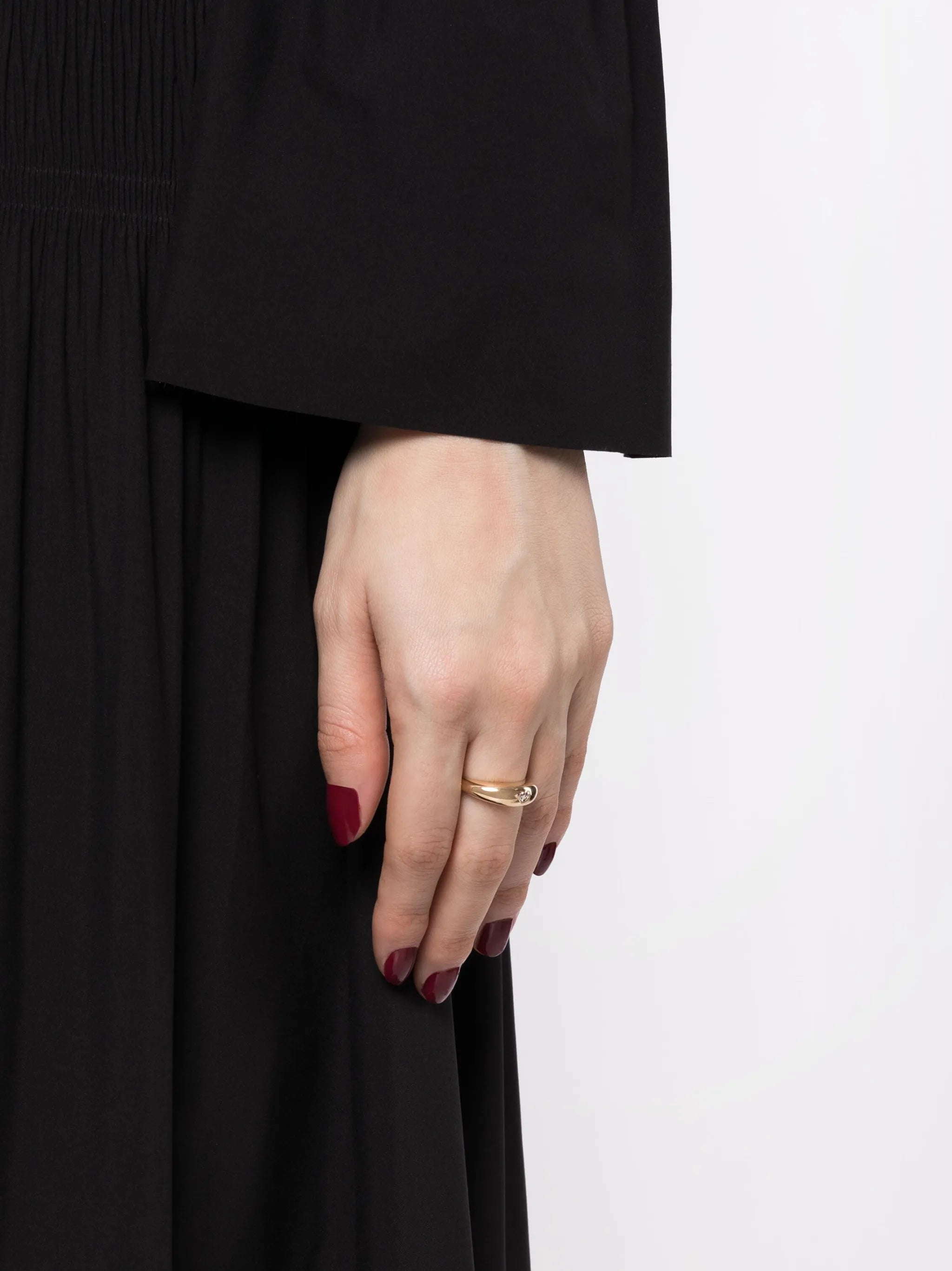 14kt yellow gold Puffy Band diamond signet ring