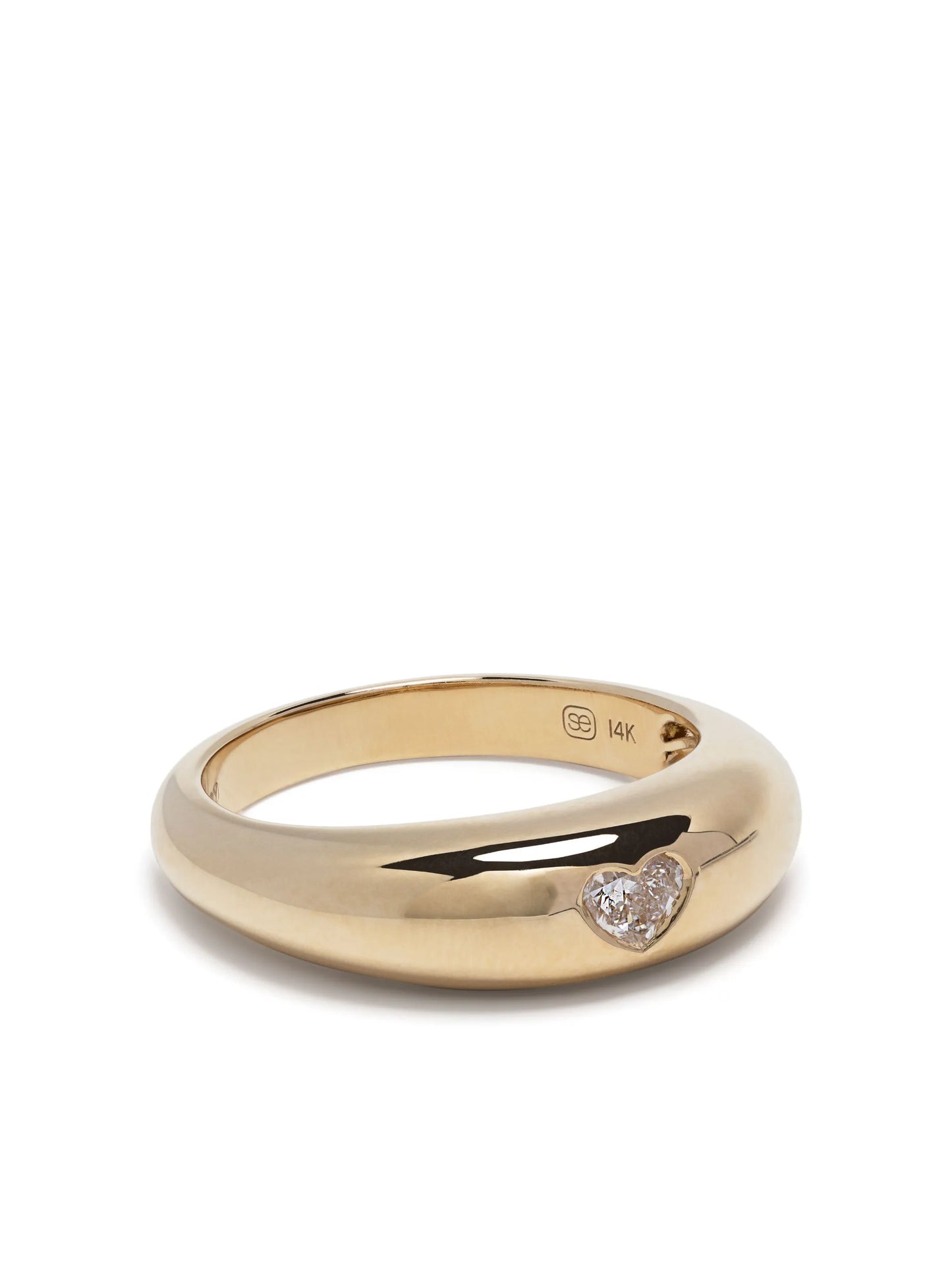 14kt yellow gold Puffy Band diamond signet ring