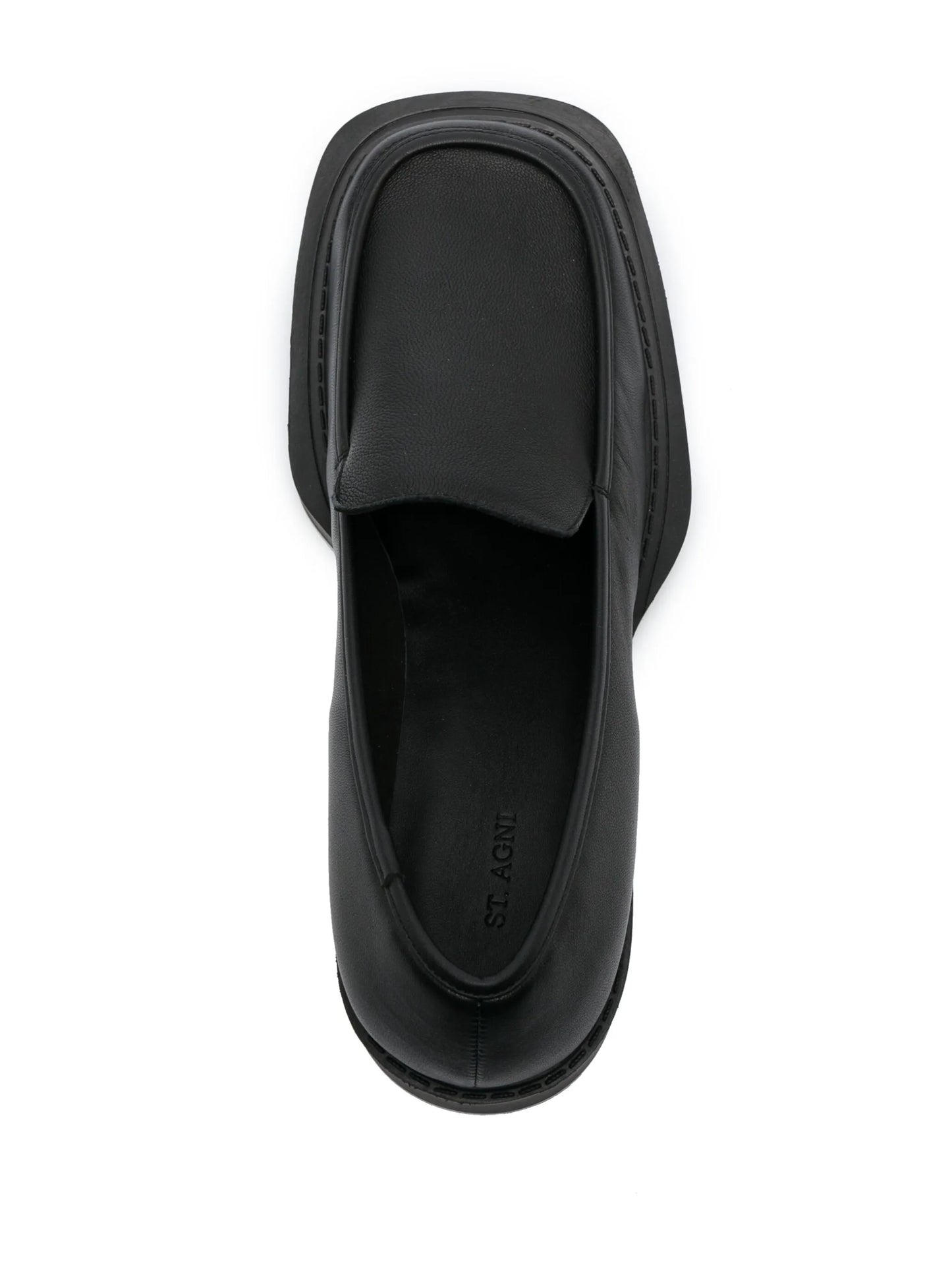 square-toe leather loafers