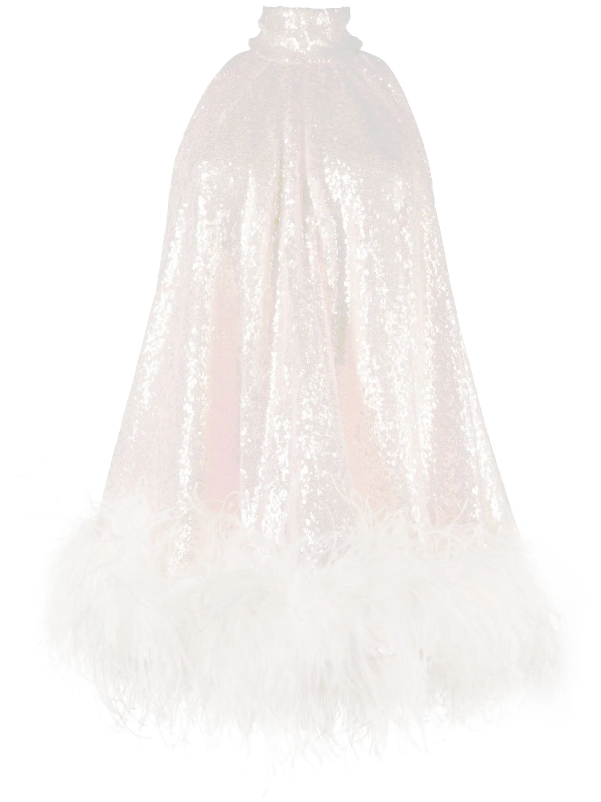 Cindy feather-trim sequinned halterneck dress
